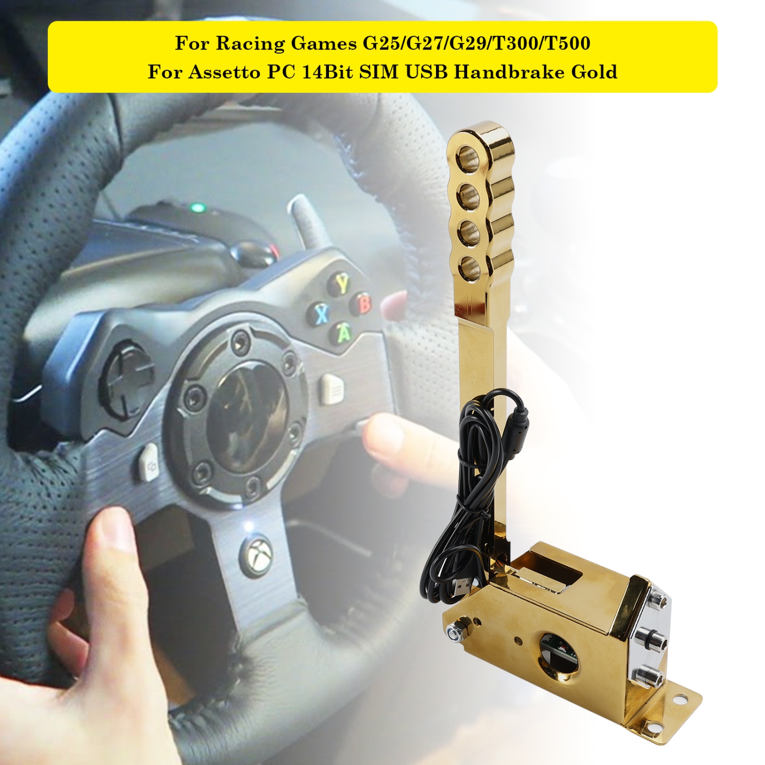 14Bit SIM USB Handbrake For Assetto PC Racing Games G25/G27/G29/T300/T500 Gold