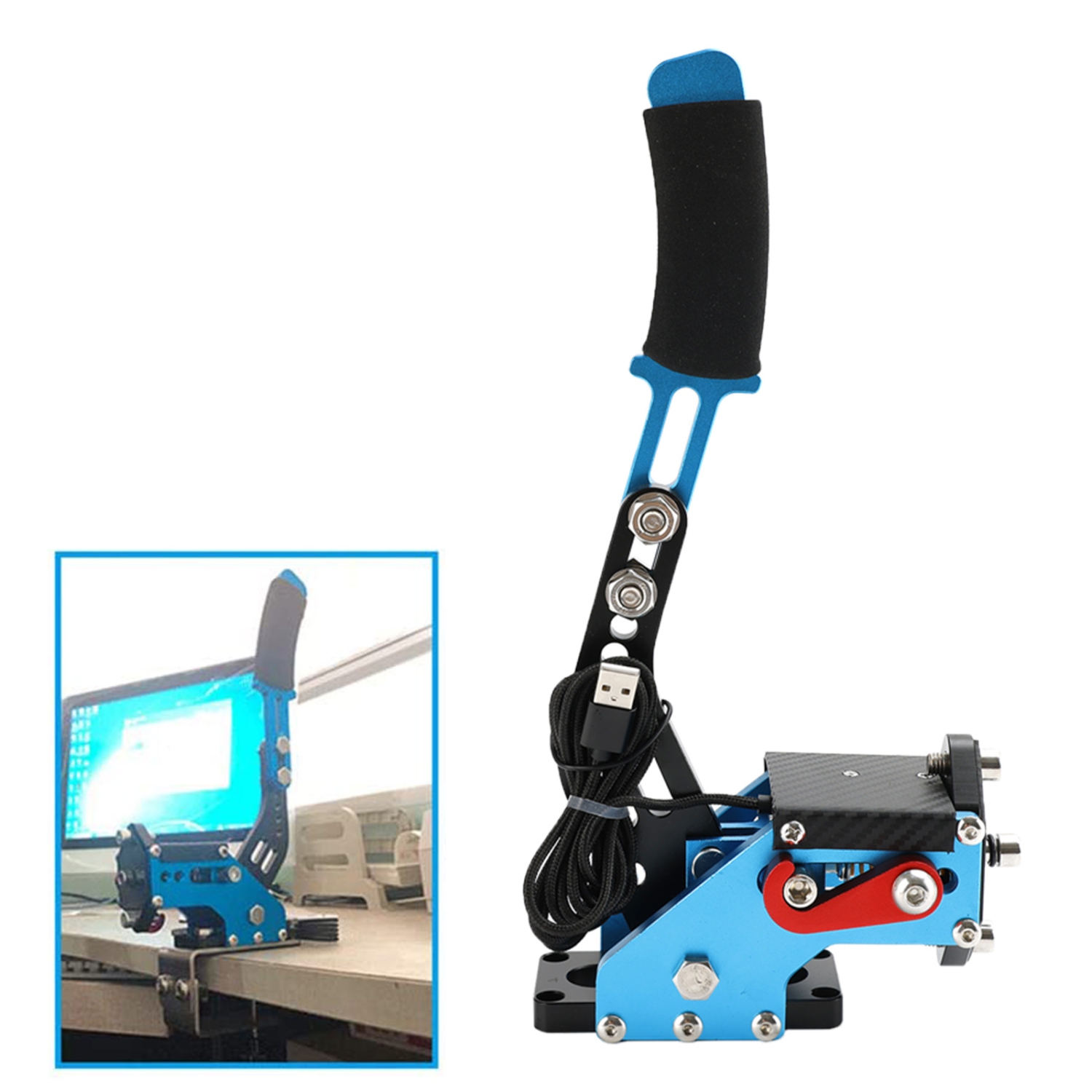 USB Handbrake with Clamp and 7+R H Shifter for Logitech G29 G920 Steering Wheel