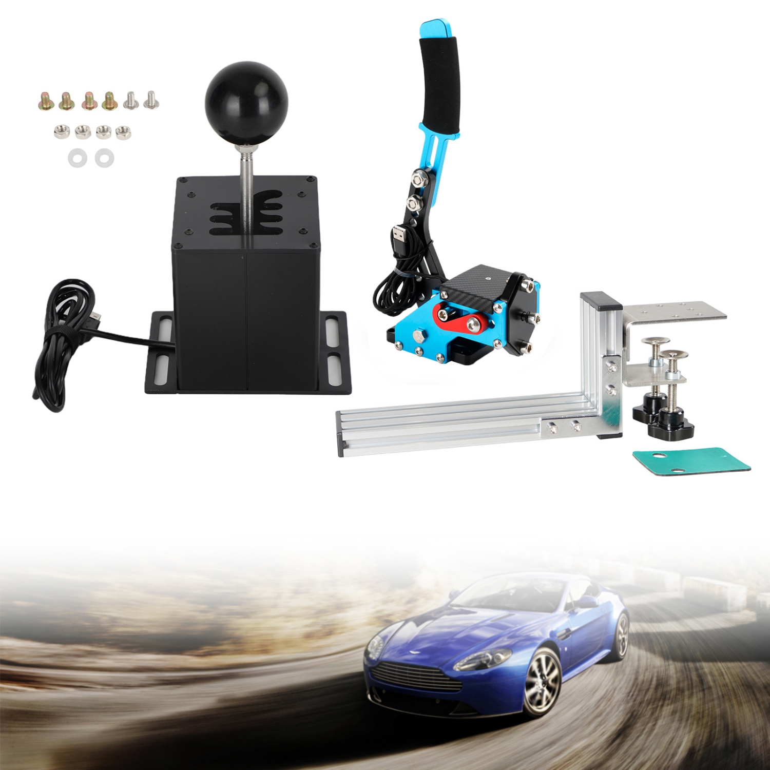 USB Handbrake with L Clip and 6+R H Shifter for Logitech G25 G27 G29 Racing Game