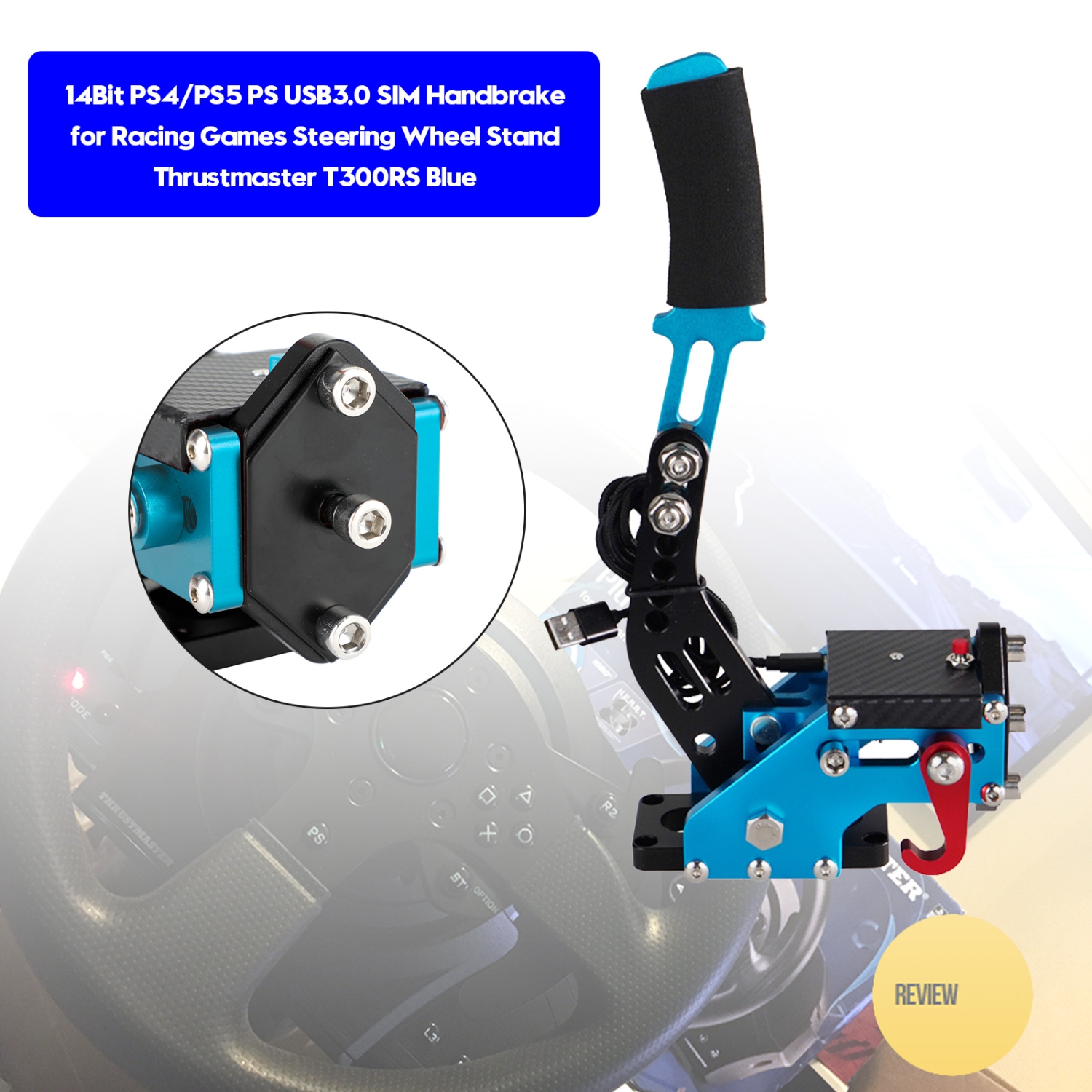 14Bit PS4/PS5 PS USB3.0 SIM Handbrake for Racing Games Thrustmaster T300RS Blue