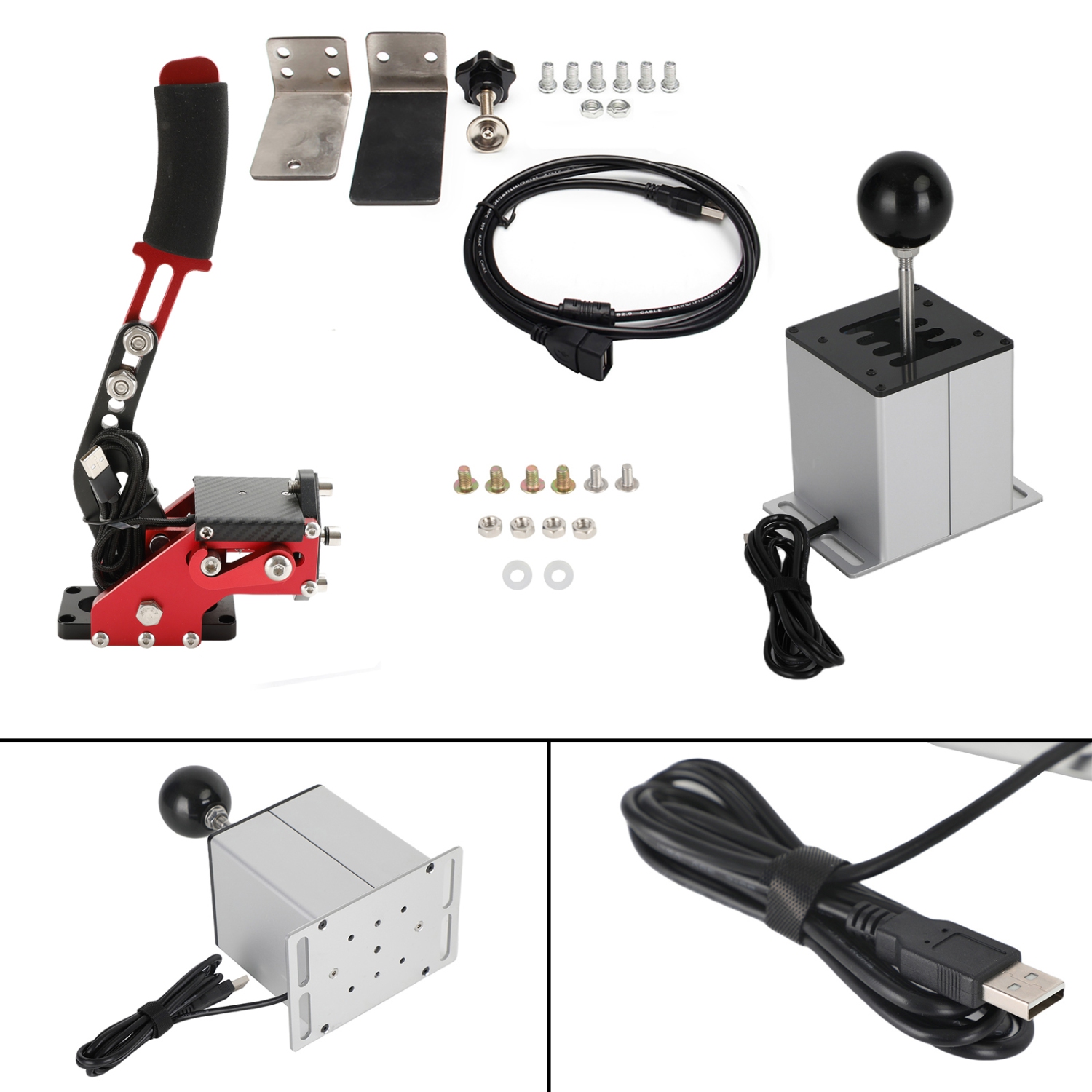 USB Handbrake with Clamp and 7+R H Shifter for Logitech G29 G920 Steering Wheel