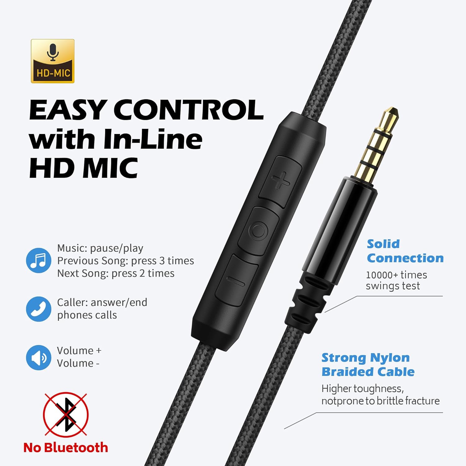 Oececa C8 Headphones Wired, On-Ear Headphones with Microphone and Volume Control Foldable Corded Stereo 3.5mm Headset for Smartphones Chromebook