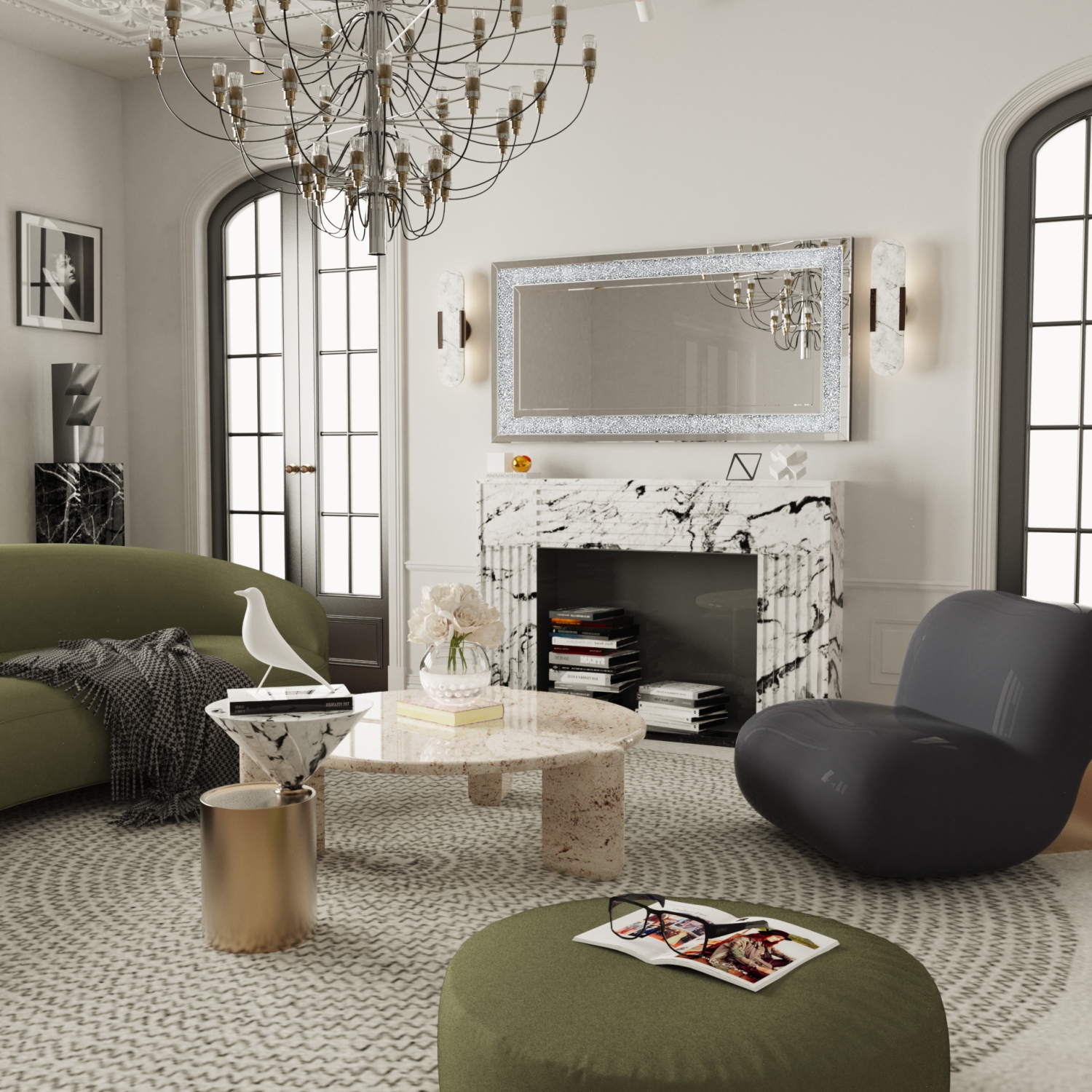 48x24 Inch Luxury Decorative Glam Silver Vanity Mirror Rectangle Crushed Diamond Mirror Rectangle Art Mirror Decor for Bedroom Living Room Dining Room