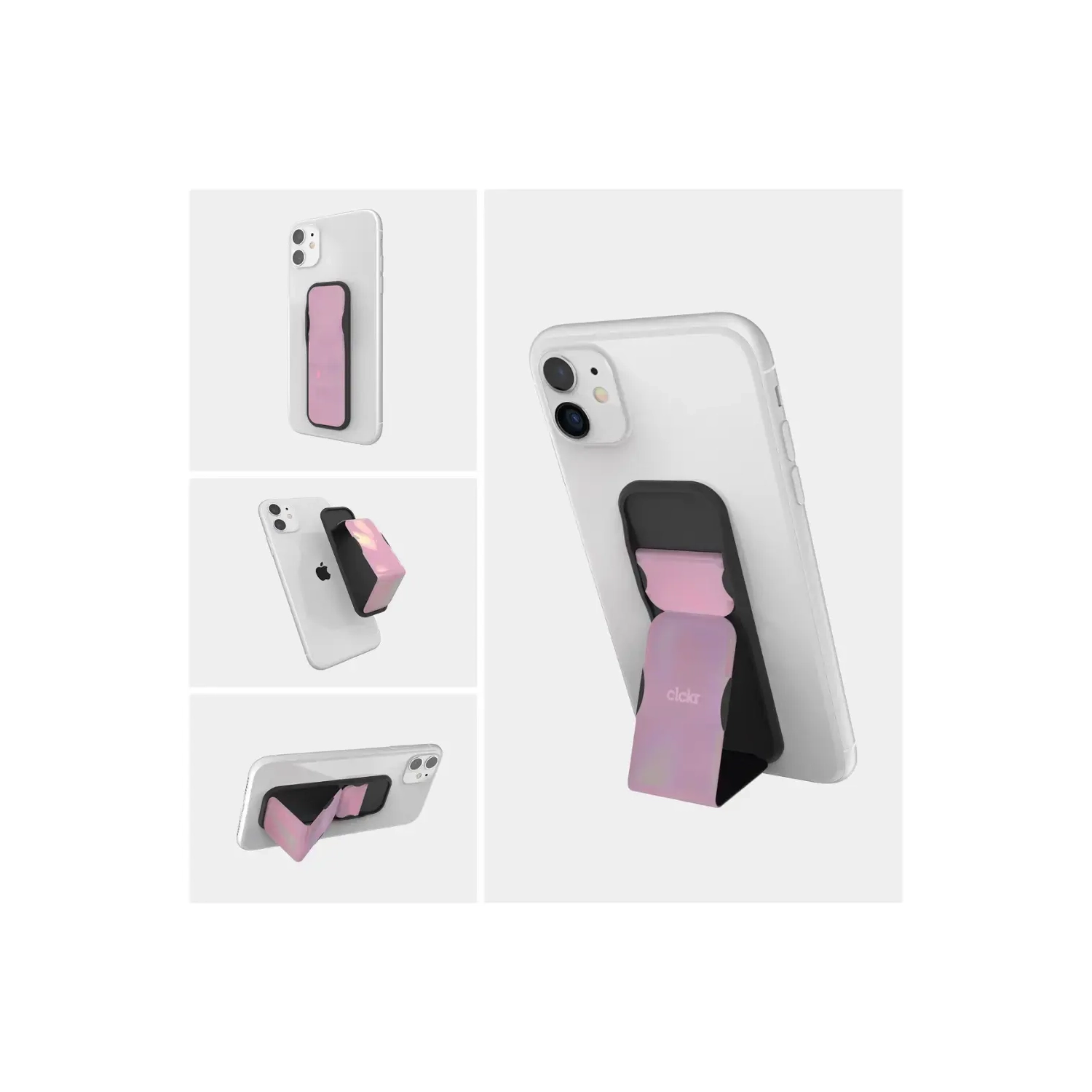 CLCKR - Phone Grip and Stand for Most Cell Phones - Pink