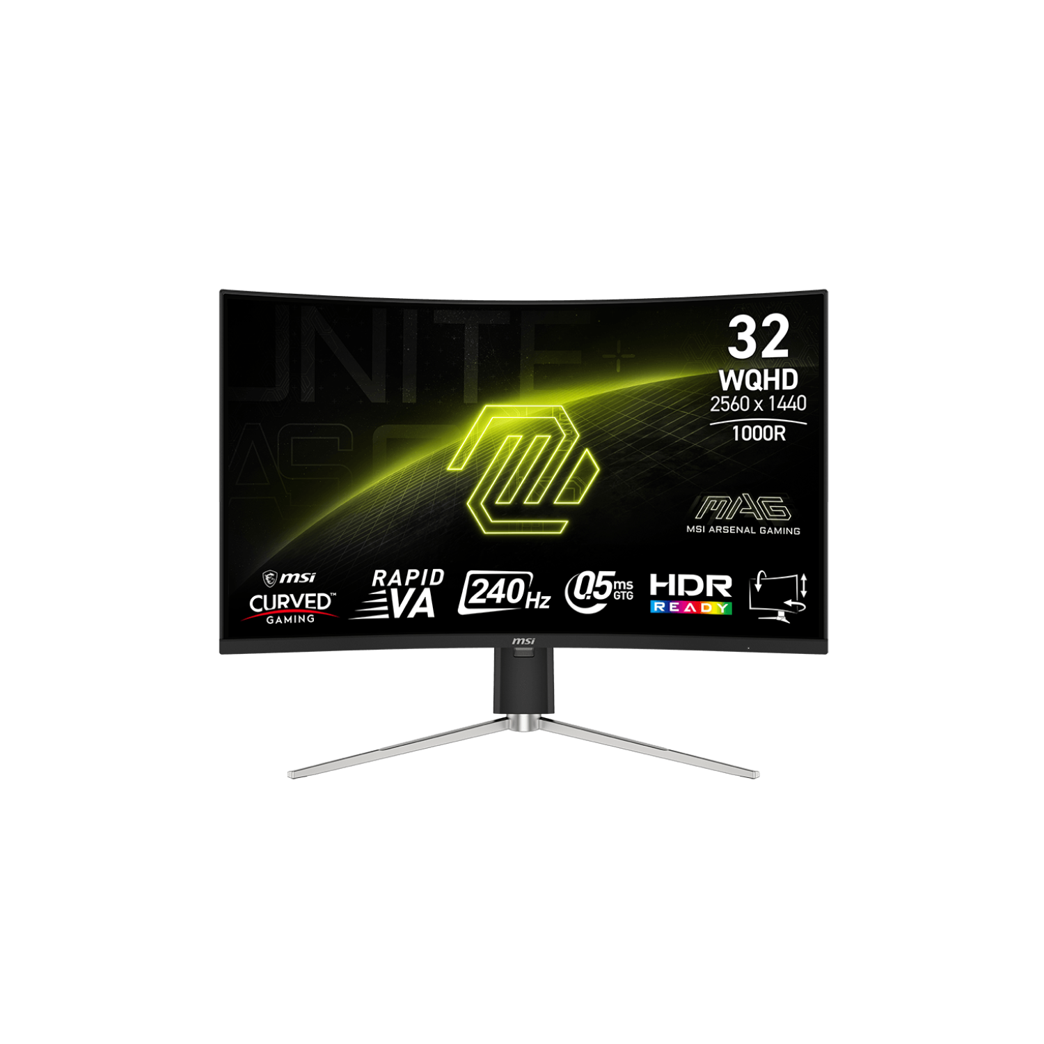 MSI 31.5" 2560 x 1440 (QHD) 240Hz 0.5ms (GTG) Curved Rapid VA Gaming Monitor Tilt Swivel Height adjustable (MAG 325CQRXF E2)