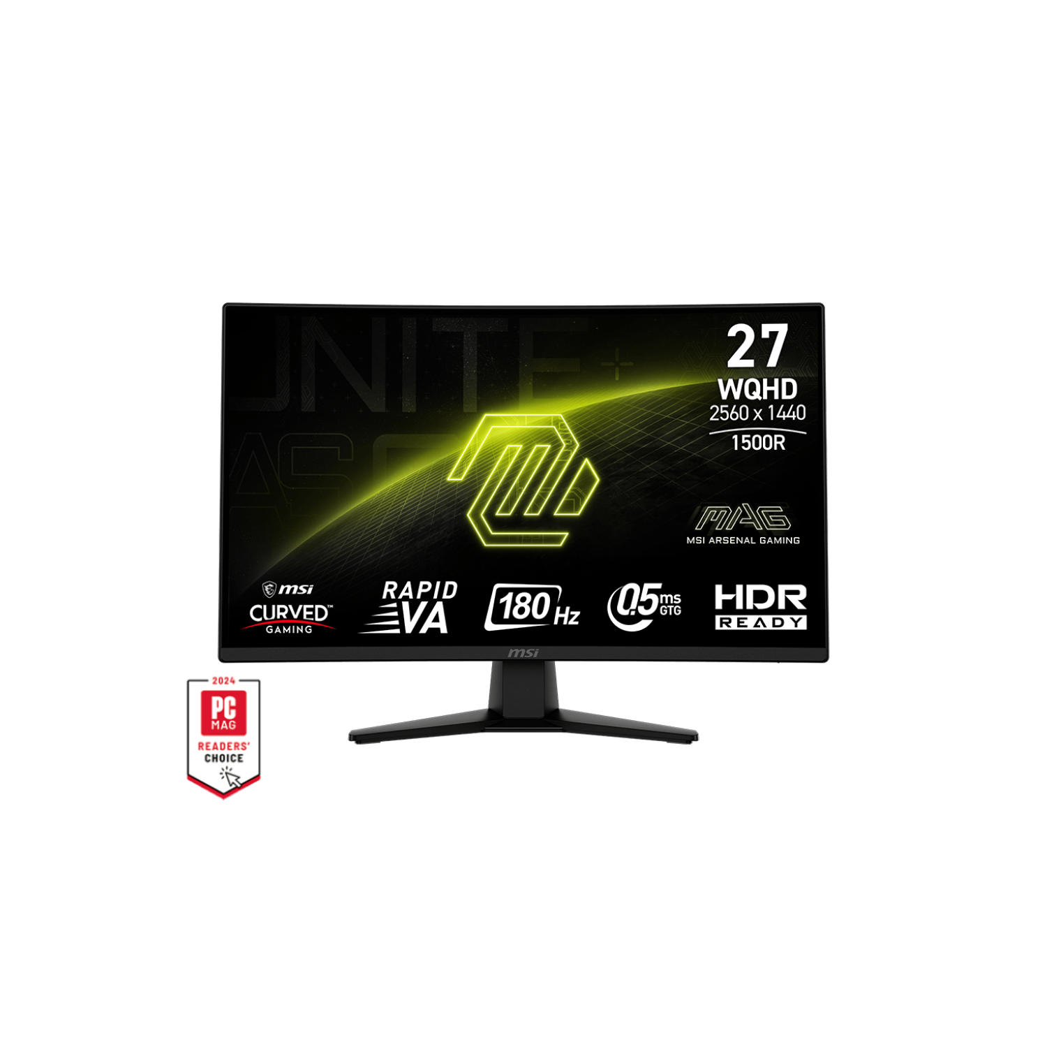 MSI 27" 2560 x 1440 (QHD) 180Hz 0.5ms (GTG) Curved 1500R Rapid VA Gaming Monitor Tilt adjustable (MAG 274CQF)