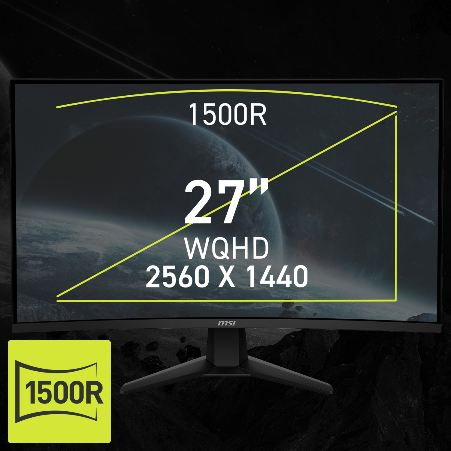 Moniteur de jeu inclinable incurvé à alignement rapide 1500R 180&nbsp;Hz 27&nbsp;po 2560 x 1440 0,5&nbsp;ms (gris à gris) de MSI (MAG 274CQF)