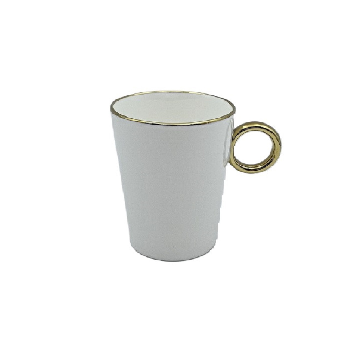 380ml Simplicity Collection White Porcelain Gold Trim Coffee Mug