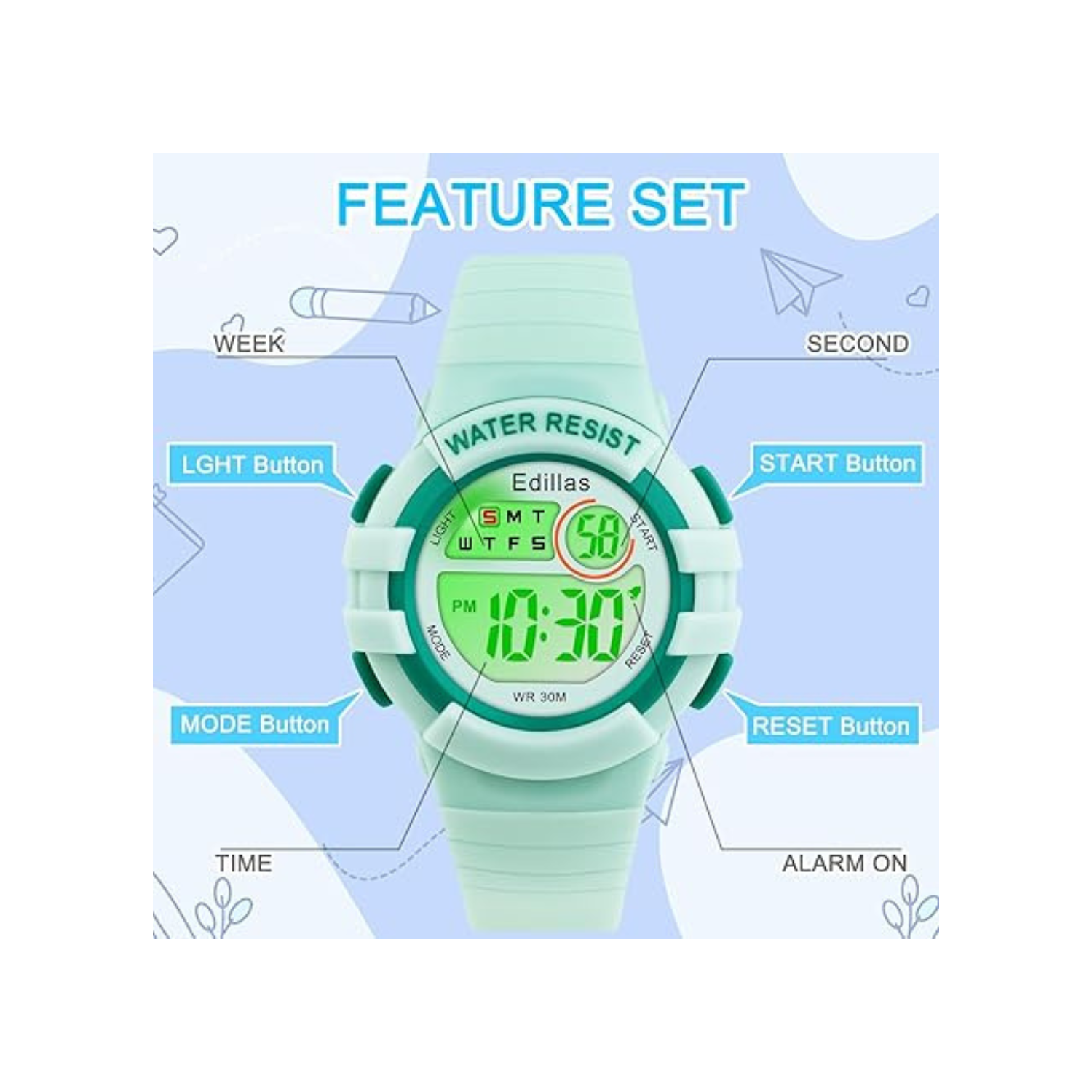 Kids Analog Watch for Girls Boys Waterproof Learning Time Wrist Watch Easy to Read Time WristWatches for Children