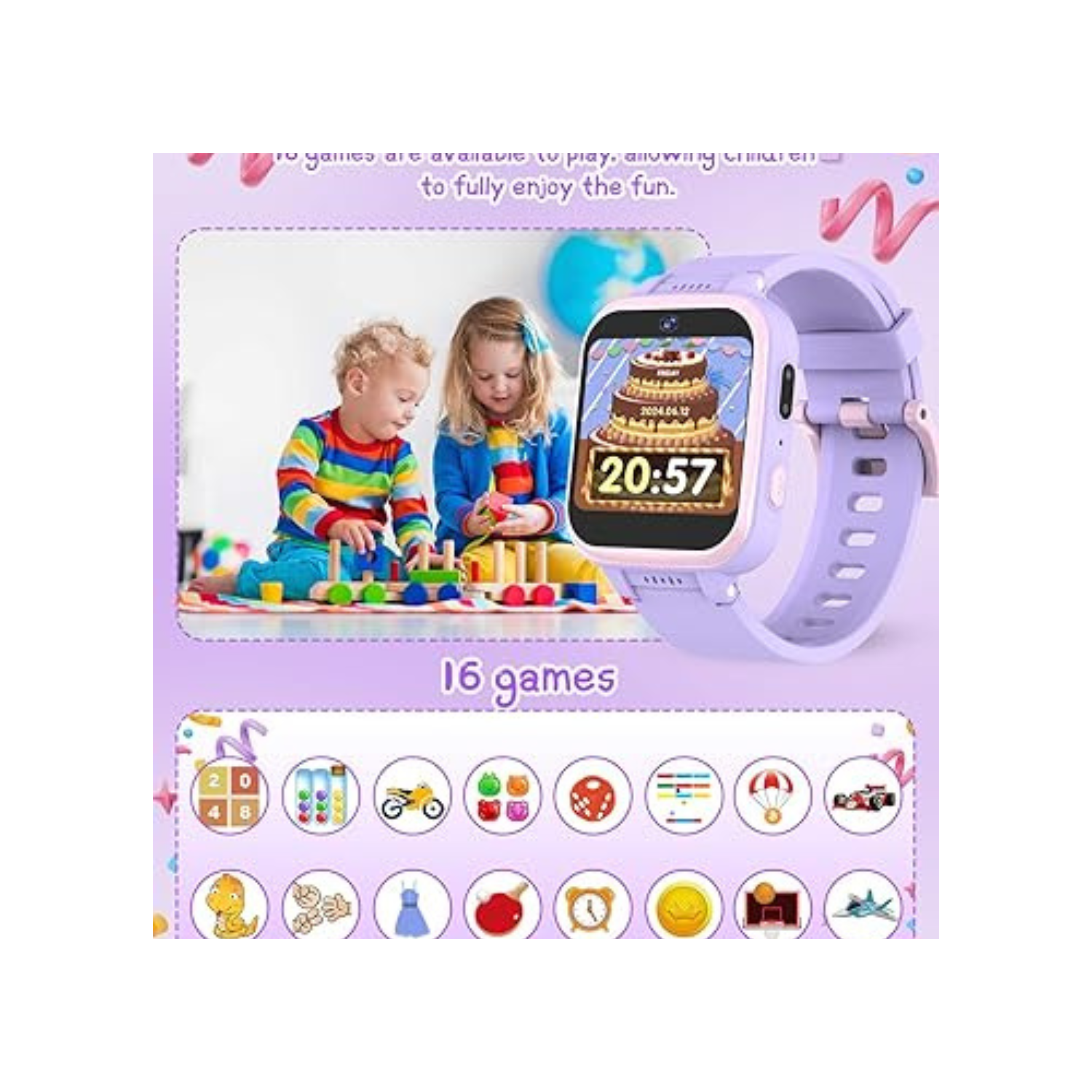 Kids Smart Watch for Boys Girls, Kids Fitness Activity Tracker Watch 1.54'' Screen with Pedometer Flashlight Camera Calculator Alarm Clock 16