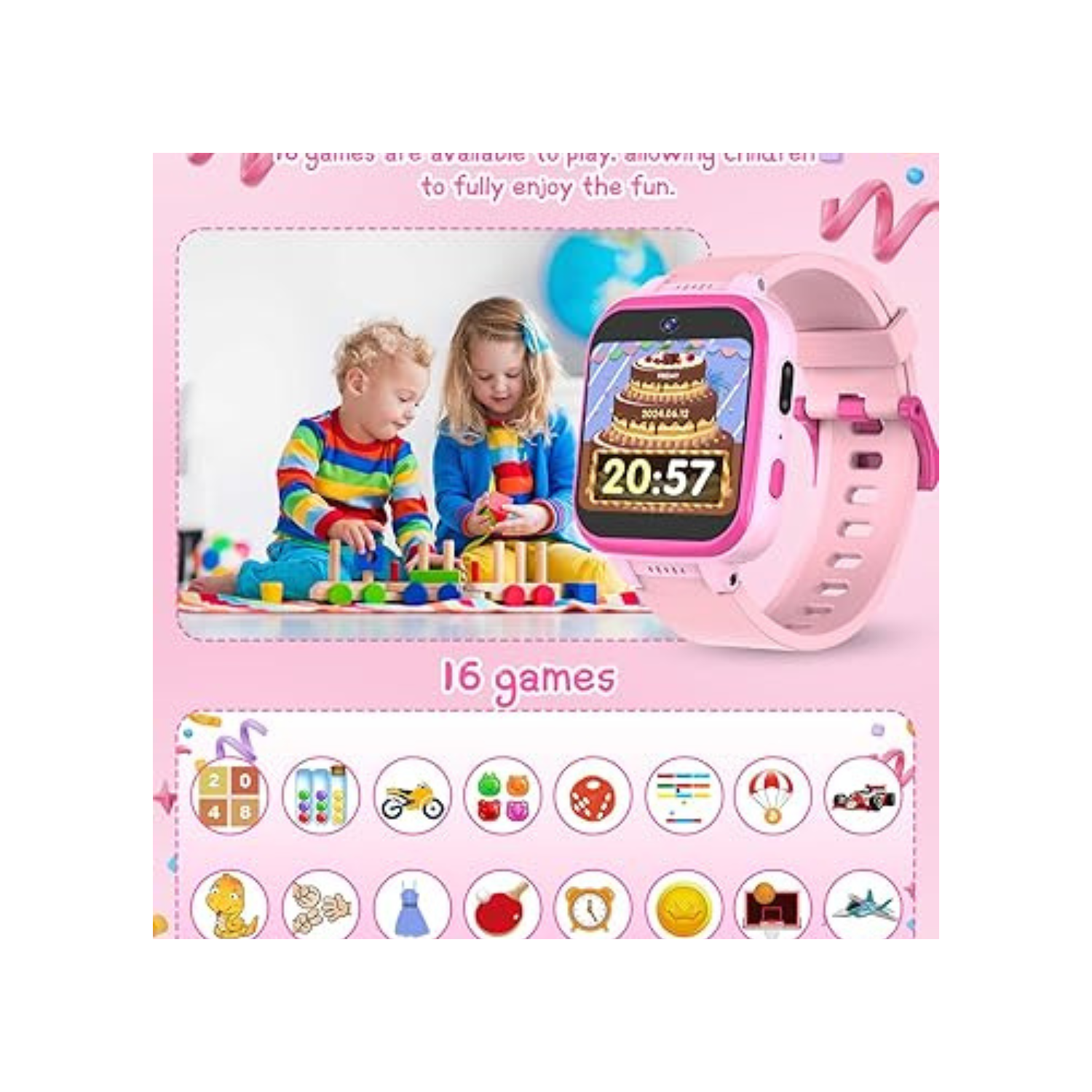 Kids Smart Watch for Boys Girls, Kids Fitness Activity Tracker Watch 1.54'' Screen with Pedometer Flashlight Camera Calculator Alarm Clock 16