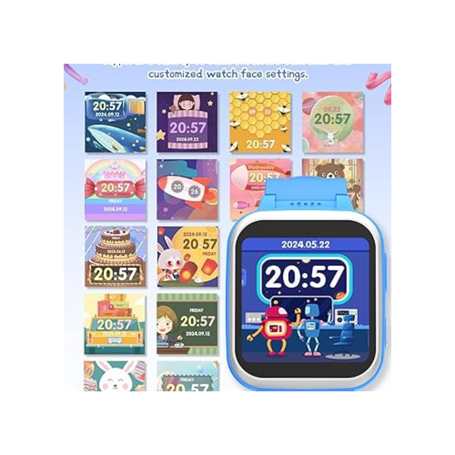 Kids Smart Watch for Boys Girls, Kids Fitness Activity Tracker Watch 1.54'' Screen with Pedometer Flashlight Camera Calculator Alarm Clock 16