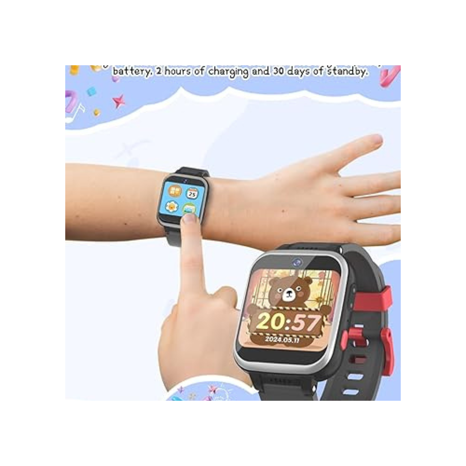Kids Smart Watch for Boys Girls, Kids Fitness Activity Tracker Watch 1.54'' Screen with Pedometer Flashlight Camera Calculator Alarm Clock 16