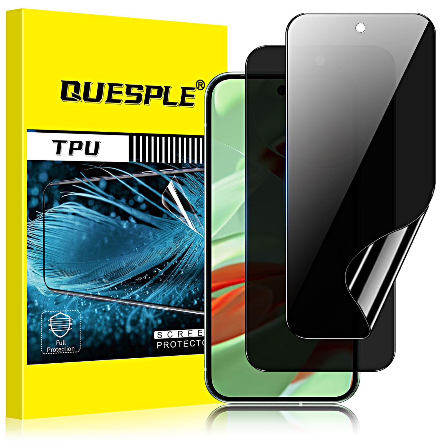 2 Pack Privacy Screen Protector for Google Pixel 9 6.3-inch, Fingerprint Support, Anti-Spy, Full Coverage Screen Protector Touch Sensitive