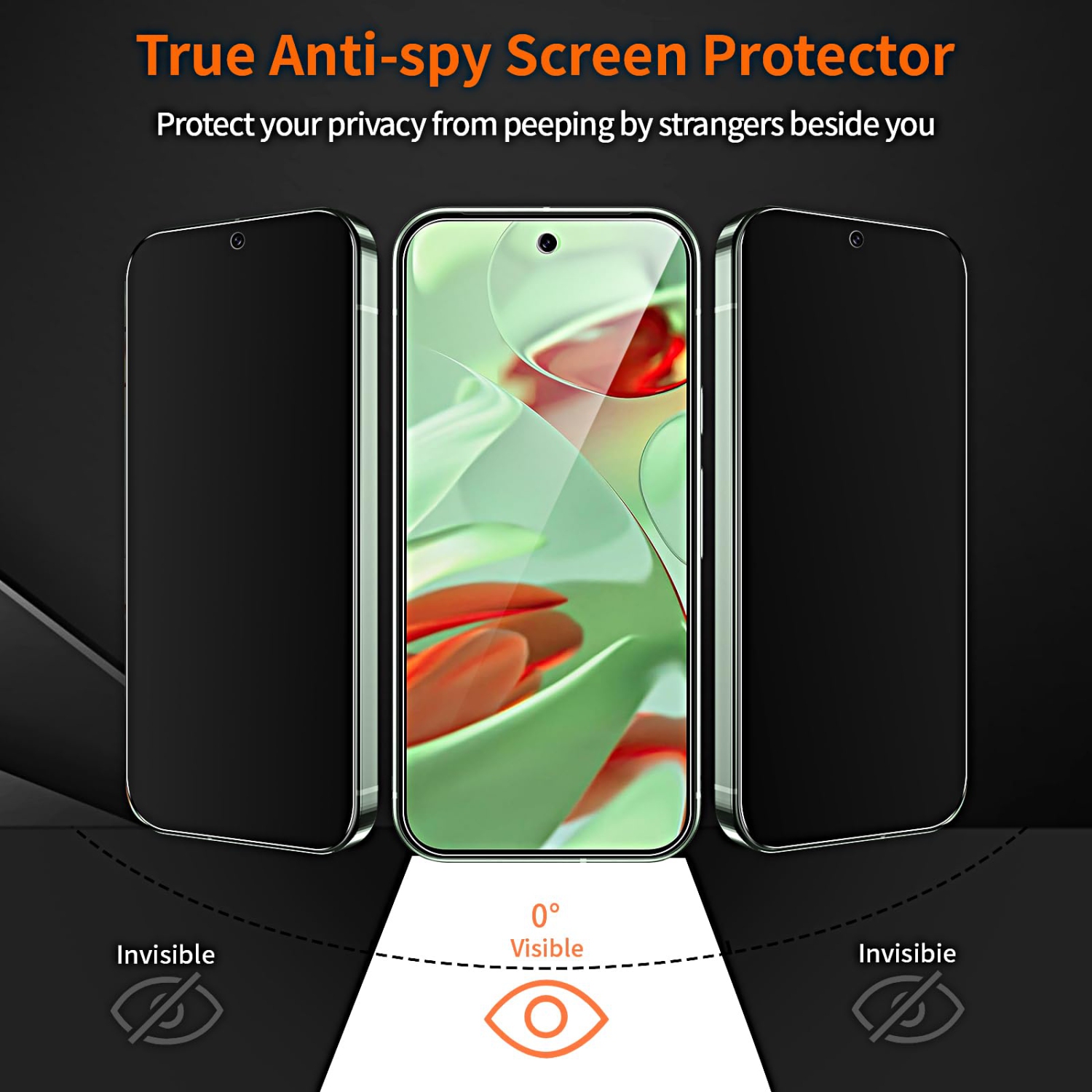 2 Pack Privacy Screen Protector for Google Pixel 9 6.3-inch, Fingerprint Support, Anti-Spy, Full Coverage Screen Protector Touch Sensitive