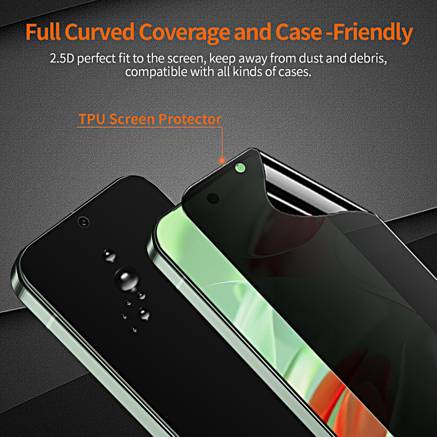 2 Pack Privacy Screen Protector for Google Pixel 9 6.3-inch, Fingerprint Support, Anti-Spy, Full Coverage Screen Protector Touch Sensitive