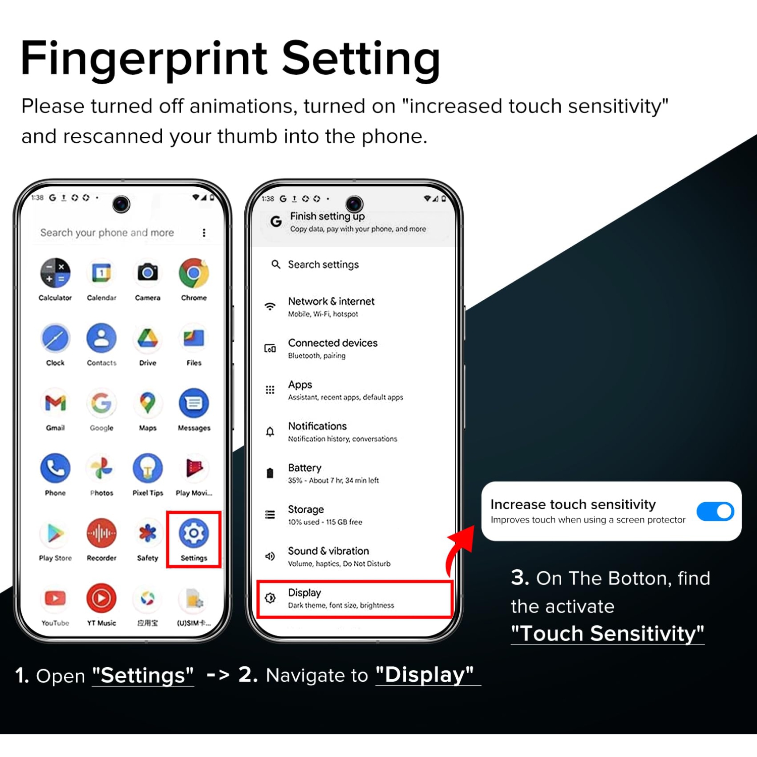 Paquet de 3 protecteurs d'écran en verre trempé pour Google Pixel 9 / Pixel 9 Pro 2024 Fingerprint Déverrouillage compatible avec Easy Installation