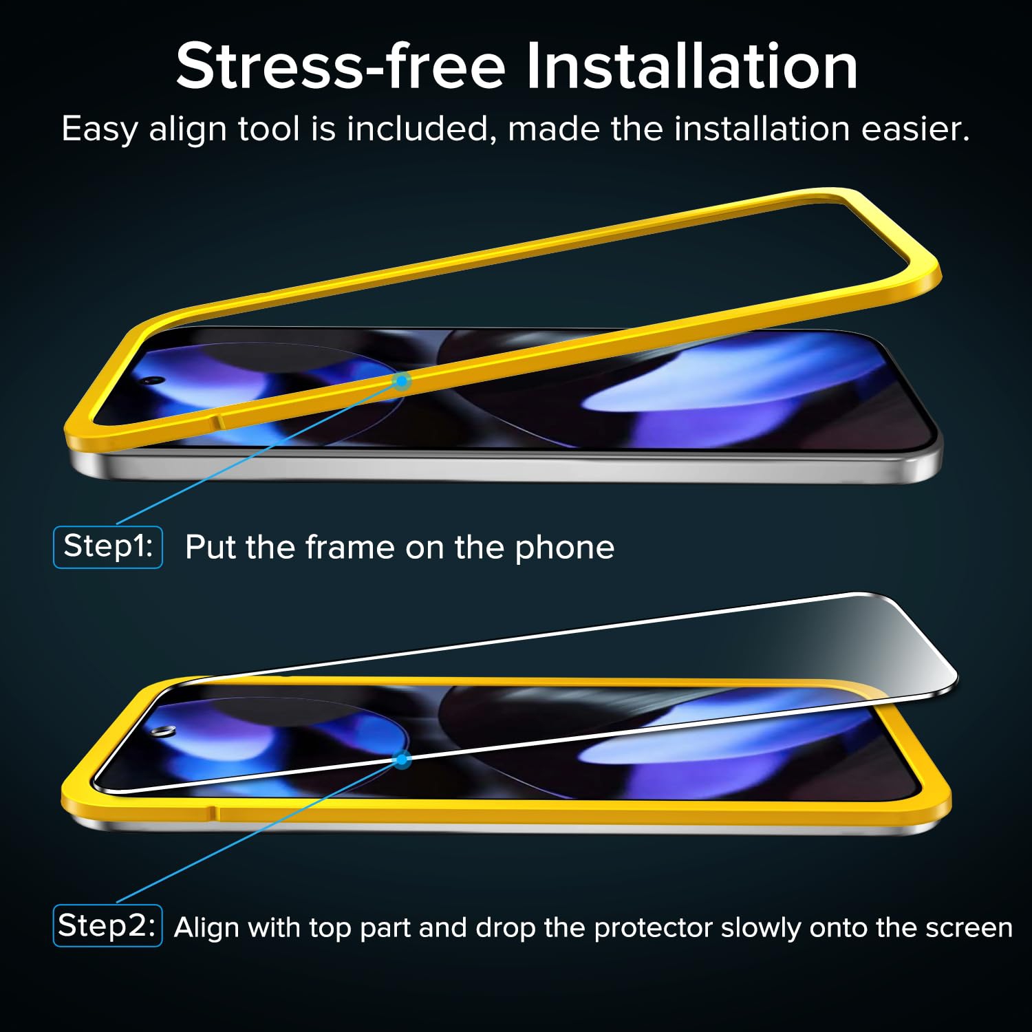 Paquet de 3 protecteurs d'écran en verre trempé pour Google Pixel 9 / Pixel 9 Pro 2024 Fingerprint Déverrouillage compatible avec Easy Installation