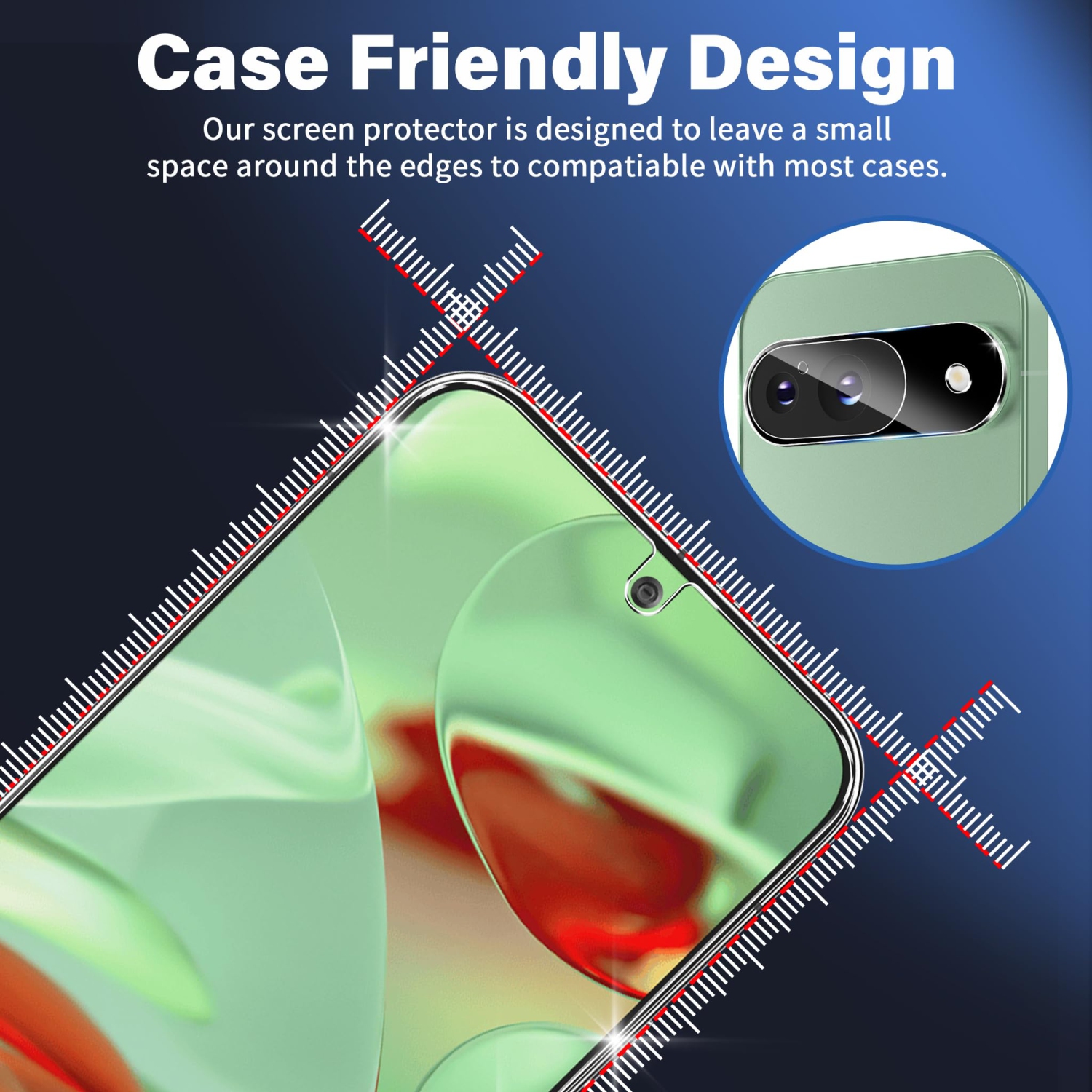 3+3 Pack Glass Screen Protector for Google Pixel 9 5G, 9H Tempered Glass, Ultrasonic Fingerprint Unlock,HD Clear Case Friendly for Google Pixel 9