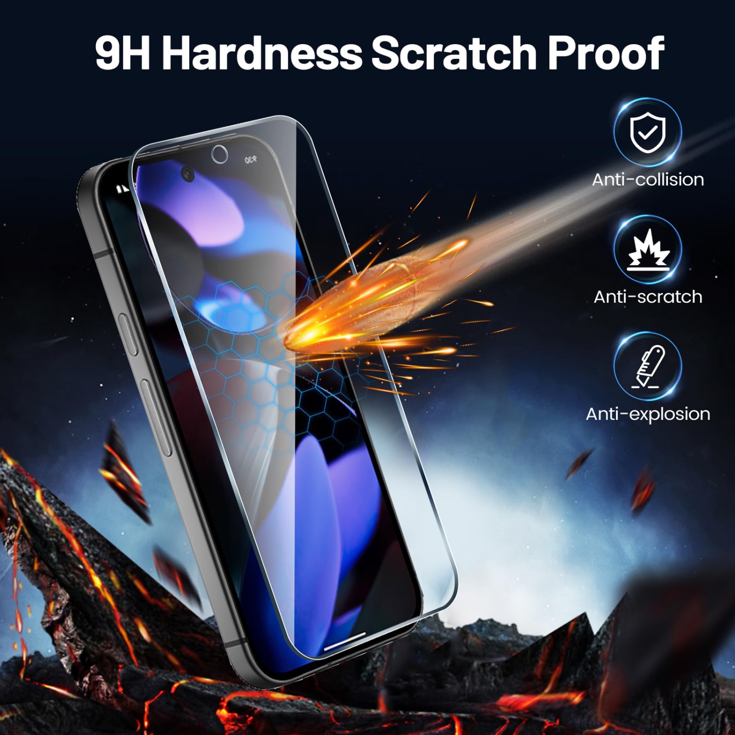 Paquet de 3 protecteurs d'écran pour Pixel 9 de Google, film en verre trempé avec cadre d'installation facile, compatible avec le déverrouillage des