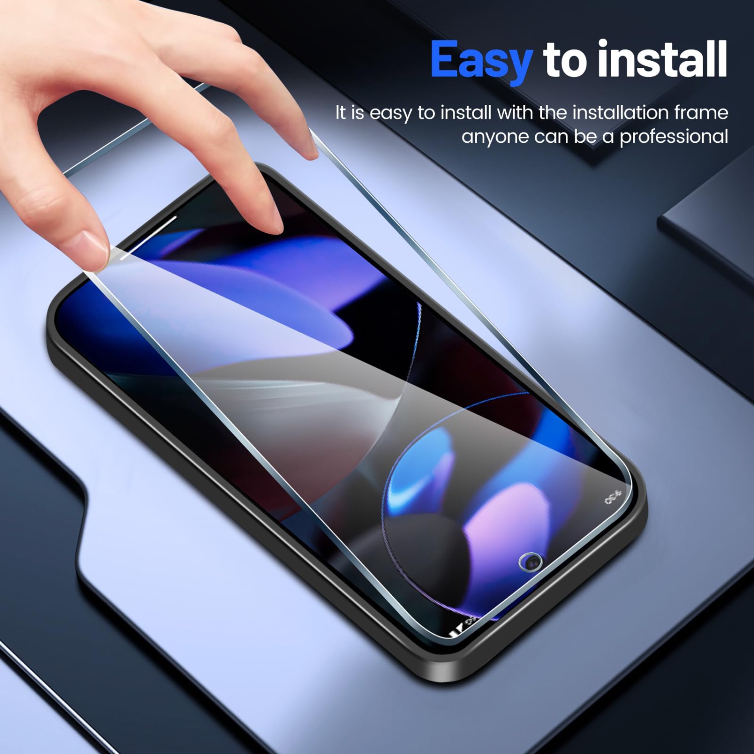 Paquet de 3 protecteurs d'écran pour Pixel 9 de Google, film en verre trempé avec cadre d'installation facile, compatible avec le déverrouillage des