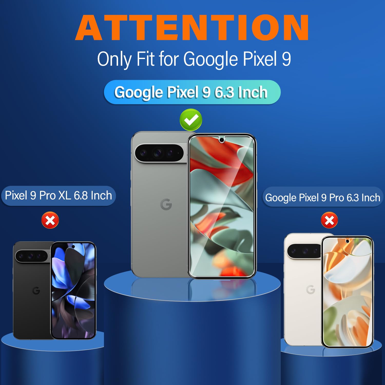 3 Pack Glass Screen Protector for Google Pixel 9, Ultrasonic Fingerprint Unlock, HD Clear Case Friendly Tempered Glass for Google Pixel 9 Screen