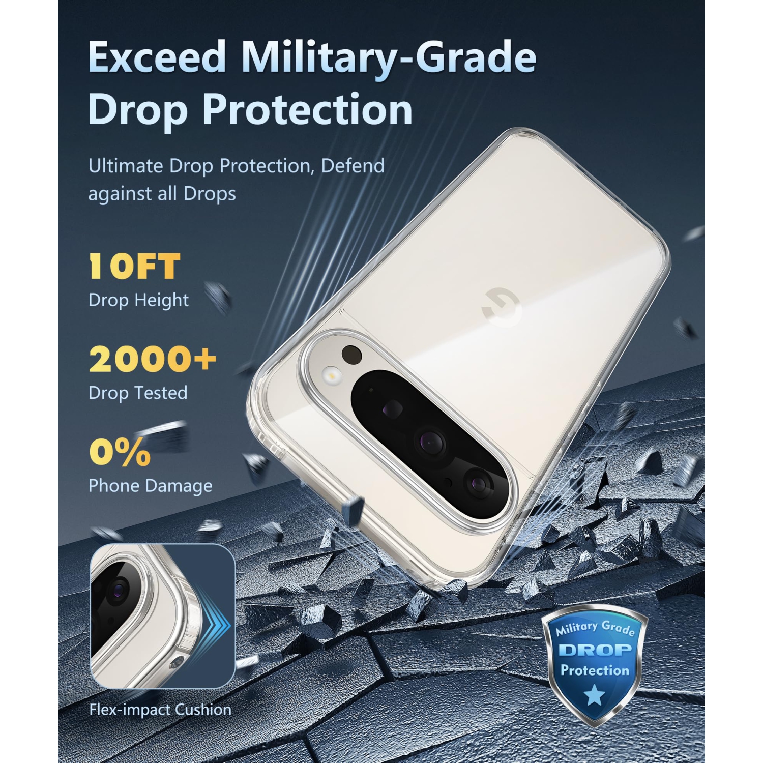 Google Pixel 9 Case: Pixel 9 Pro Non-Yellowing Clear Slim Case | Rugged Anti-Drop Shockproof Scratch Protective Thin Transparent Crystal Cell Phone