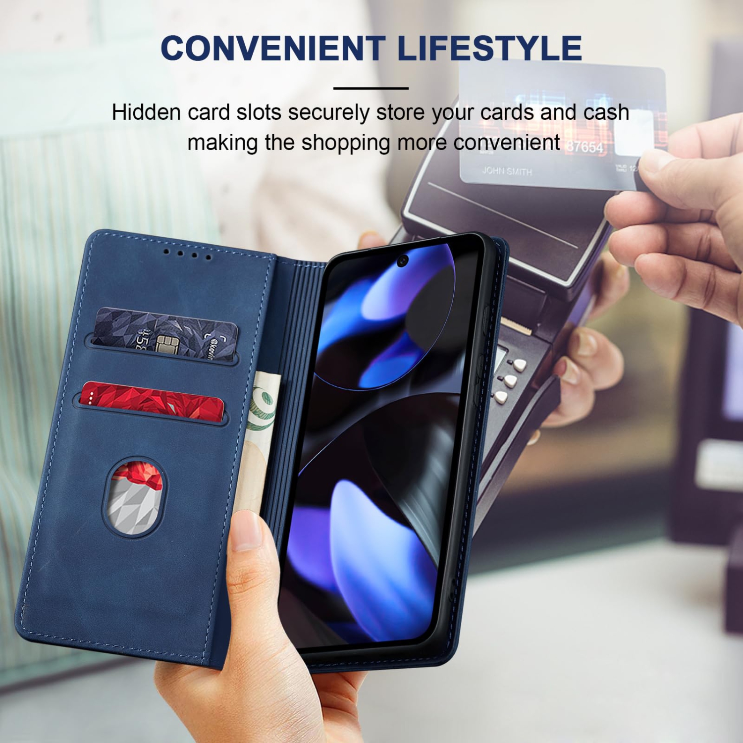 Étui portefeuille à rabat pour Pixel 9/9 Pro de Google, étui folio magnétique en cuir avec porte-carte, béquille - TPU étui protecteur durable