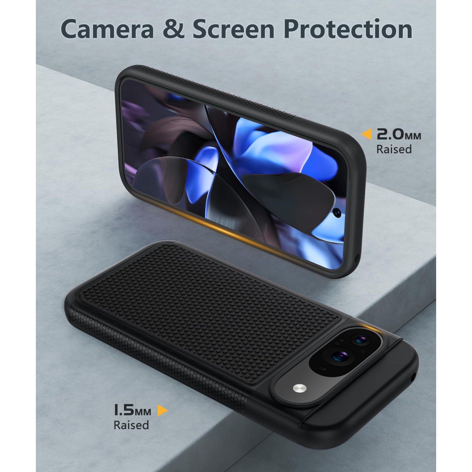 Étui pour Pixel 9 de Google : Étui robuste double couche pour Pixel 9 Pro avec dos texturé antidérapant - Robuste protection militaire antichoc