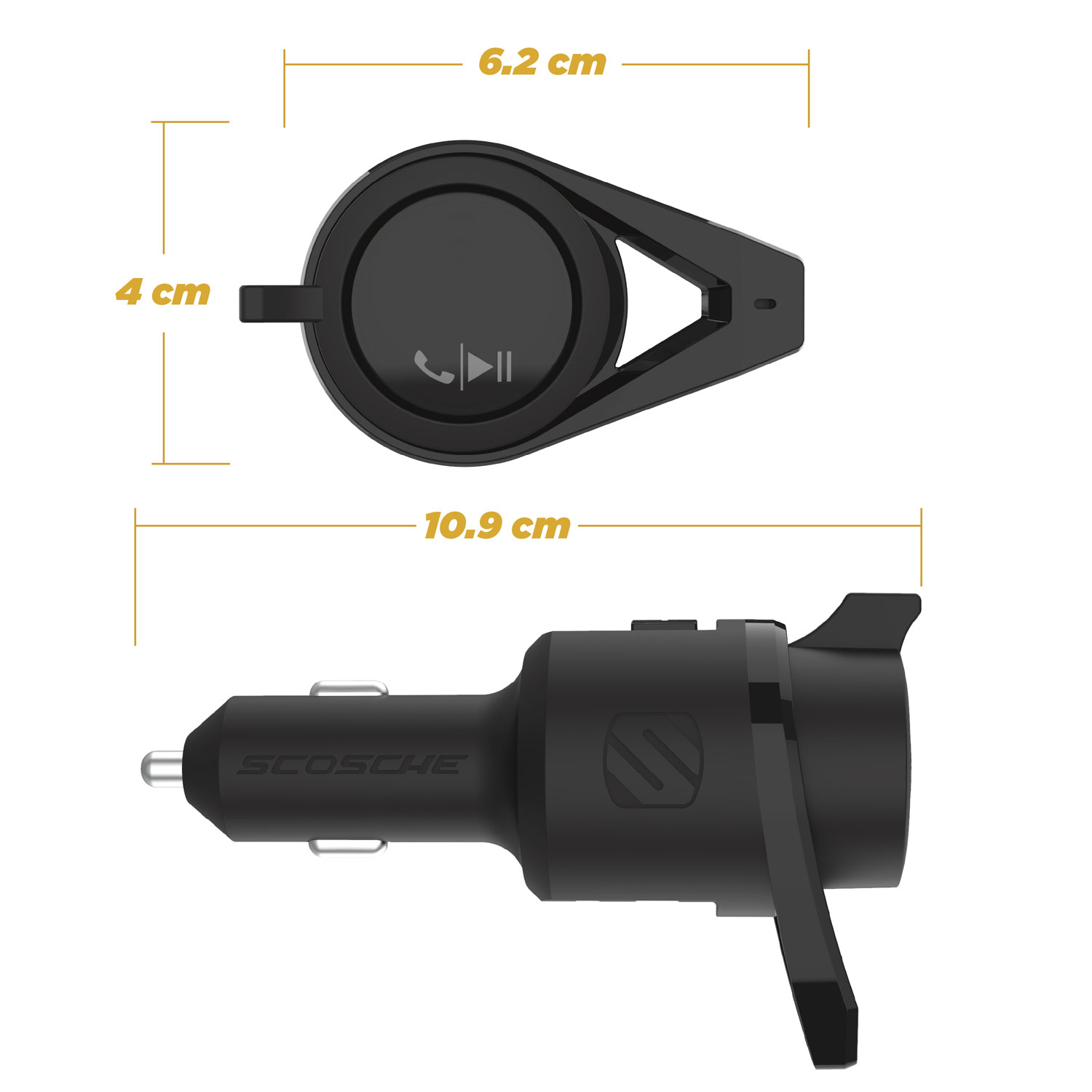 Trousse mains libres pour l'auto BTFreq de Scosche avec émetteur FM Bluetooth/Power Delivery