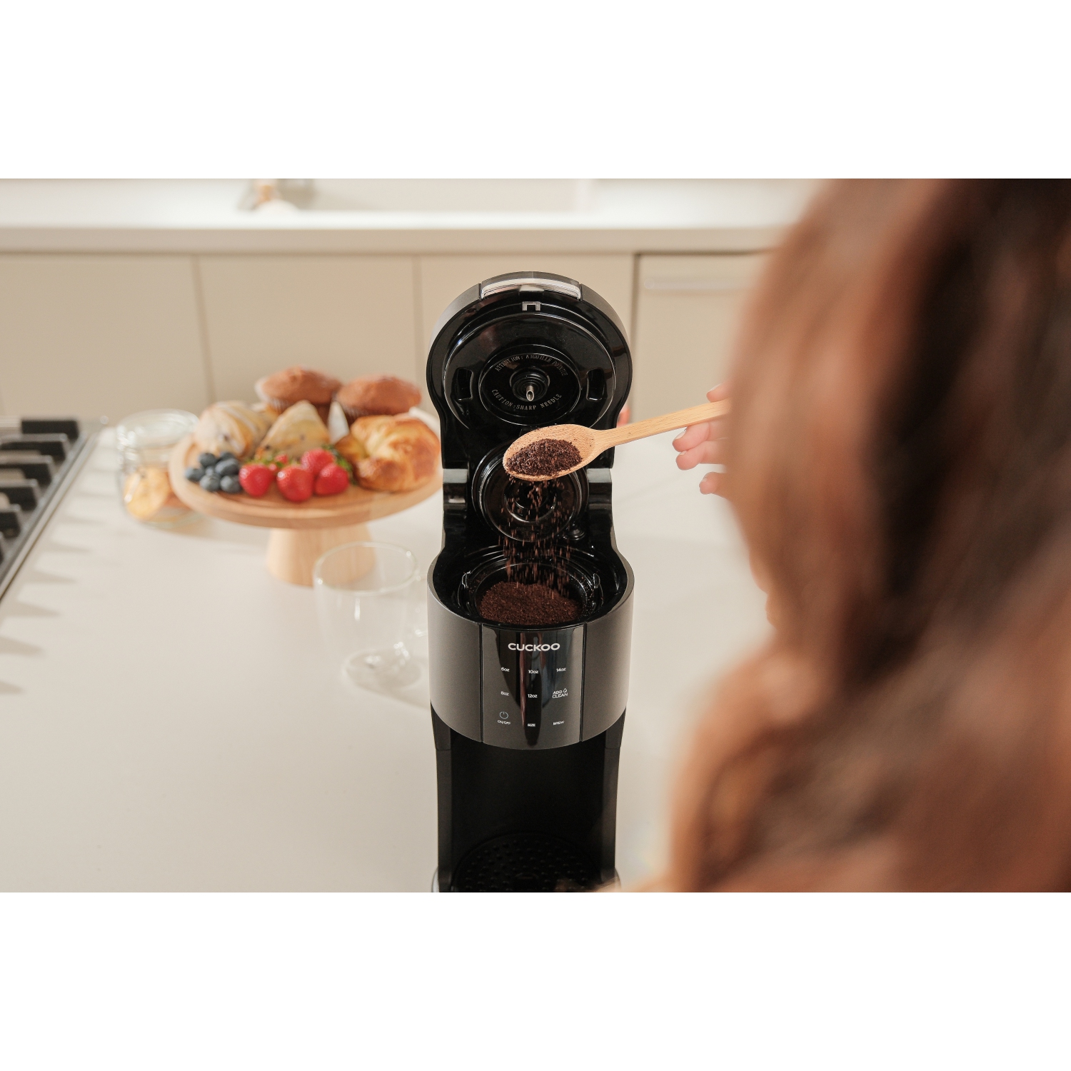 CUCKOO 3-in-1 1.2L K-Cup Coffee Maker with 5 Cup Sizes and Self-Cleaning Function CCM-AK011B