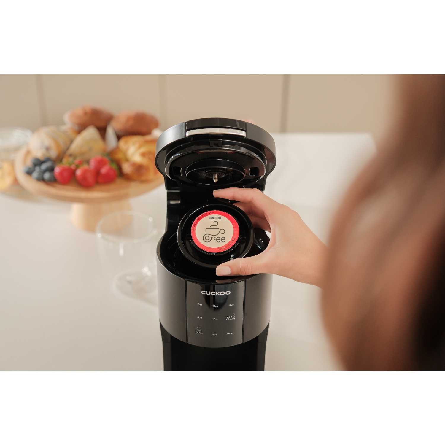 CUCKOO 3-in-1 1.2L K-Cup Coffee Maker with 5 Cup Sizes and Self-Cleaning Function CCM-AK011B