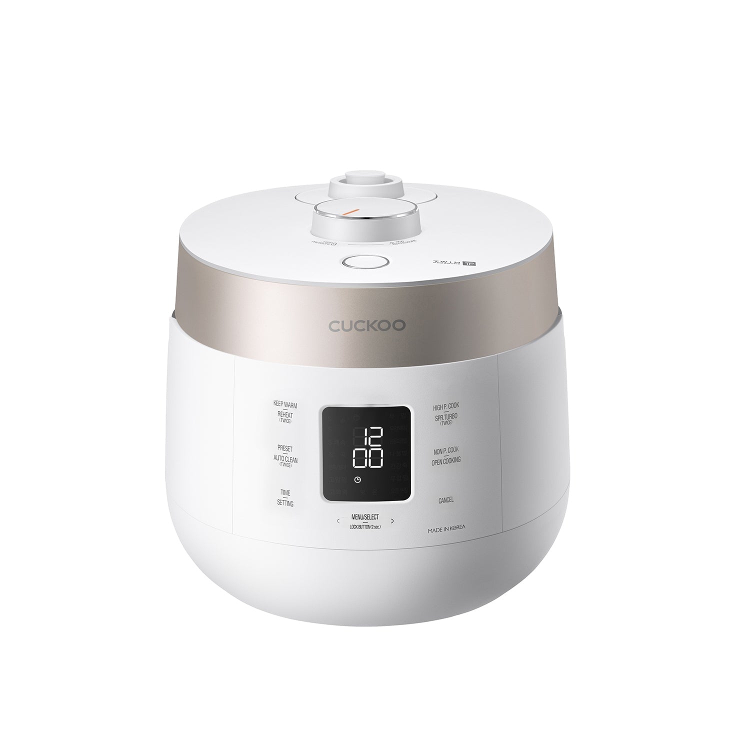 CUCKOO 6-Cup / 12-Cup (Cooked) Twin Pressure Rice Cooker & Warmer with Nonstick Inner Pot, 16 Menu Options, 3 Voice Guide, Auto Clean (White)