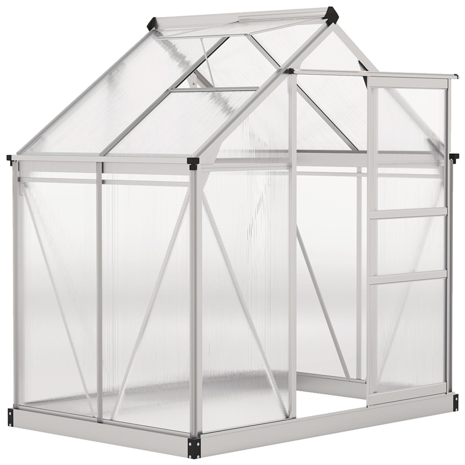 Greenhouse en polycarbonate Outsunny, 6 x 4 x 6,6 pi, ensemble de maison verte, plantes cultivées, cadre en feuille en aluminium galvanisé avec
