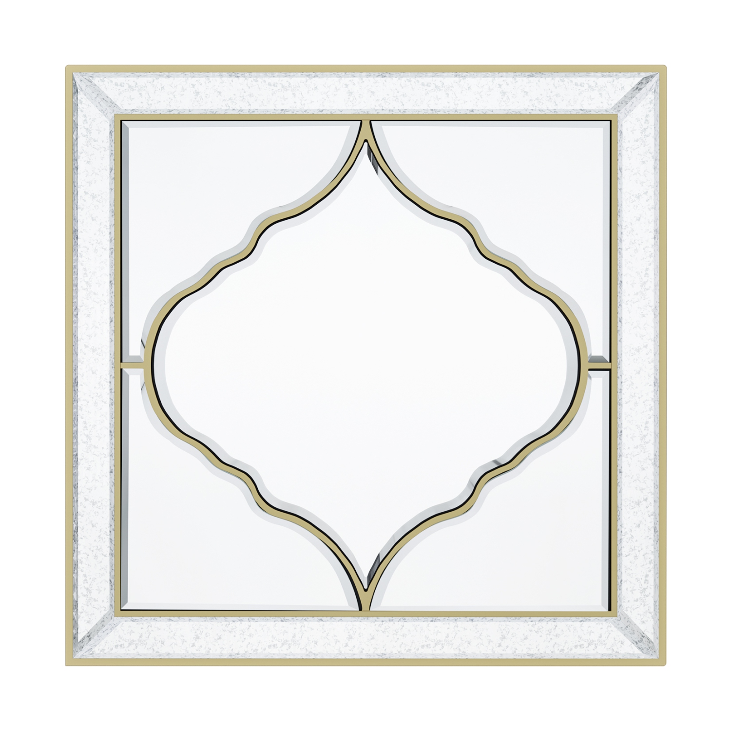 Wall Art Mirror Elegant Square Wall Silver Glass with Golden Rim Decorative Accent Mirror for Bedroom Hallway Bathroom Living Room Entryway Decorating