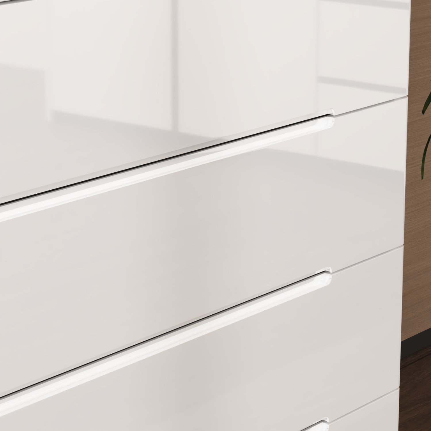 Homsee High Gloss White Wood 8-Drawer Chest of Drawers Storage Organizer With LED Lights,White