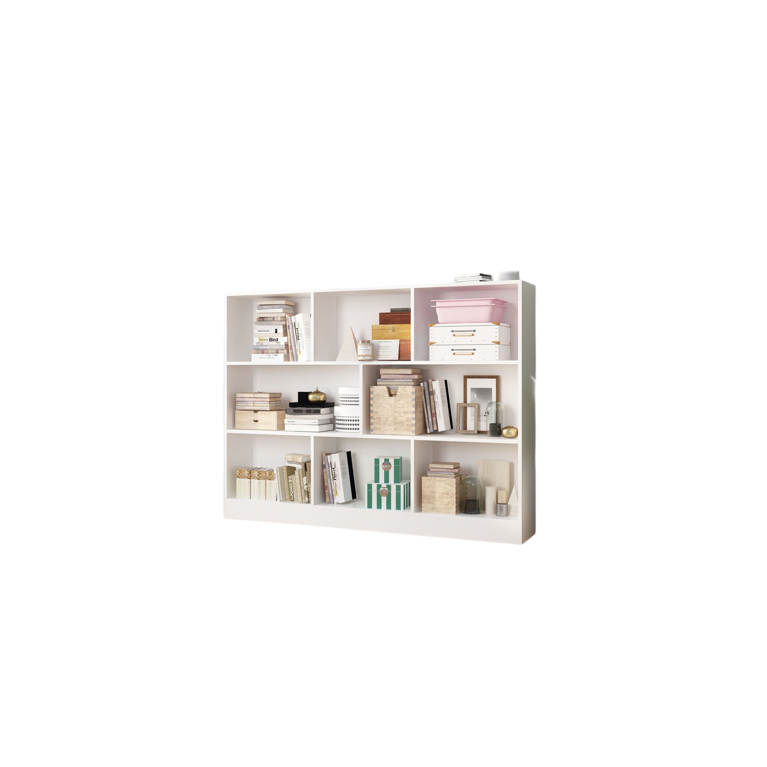8-Cube Modern 40.9''H Display Bookcase Organizer, White - 39.4"W x 9.4"D x 40.9"H
