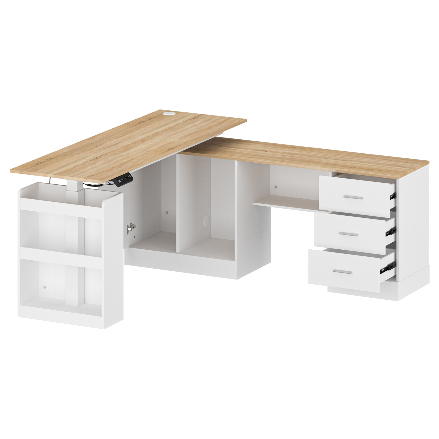 Bureau assis/debout ergonomique réglable avec contrôleur de mémoire préréglé de Homsee – Hauteur réglable, fini blanc