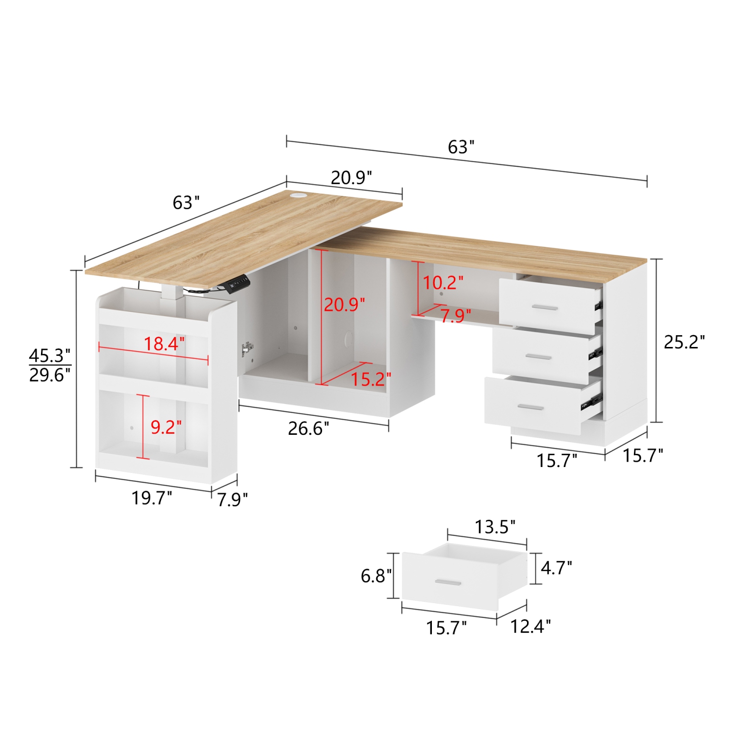 Bureau assis/debout ergonomique réglable avec contrôleur de mémoire préréglé de Homsee – Hauteur réglable, fini blanc