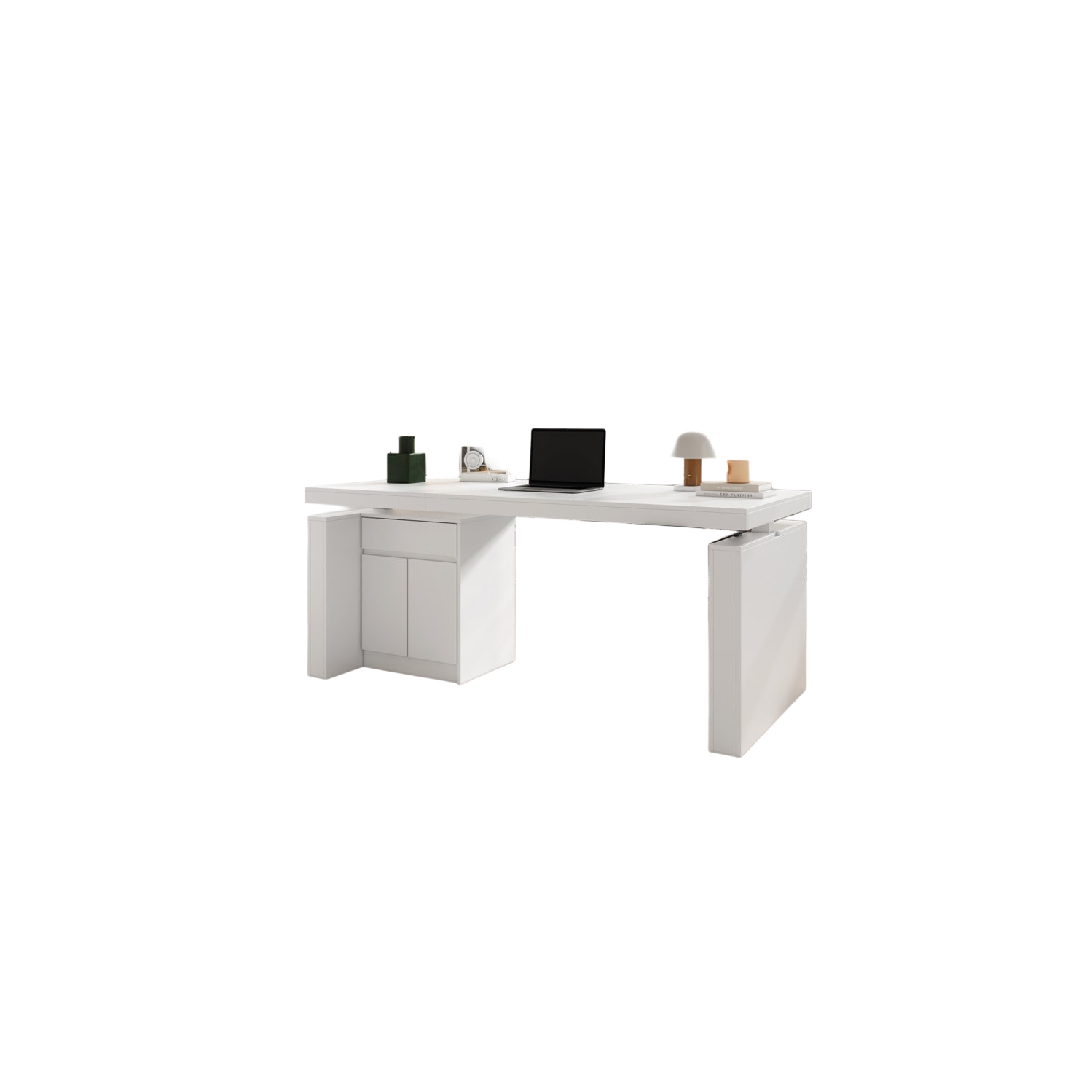 Lorentz 63'' W Height Adjustable L-Shaped Standing Desk with and Cabinet
