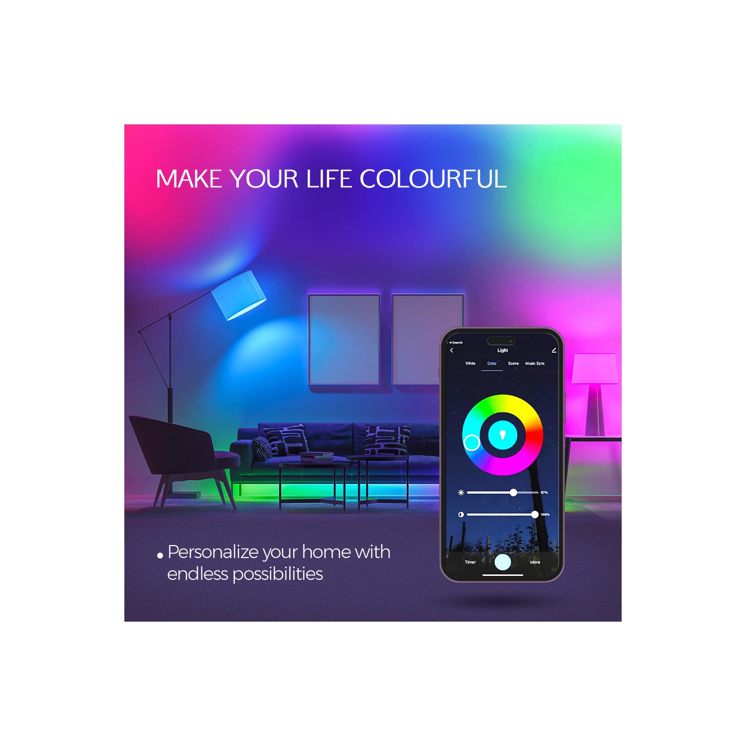 Zare Smart Light Bulbs, Compatible with Alexa and Google Assistant, Dimmable Color Changing RGB Smart Bulbs, 9W 806 Lumens, 2.4Ghz Bluetooth Wi-Fi,