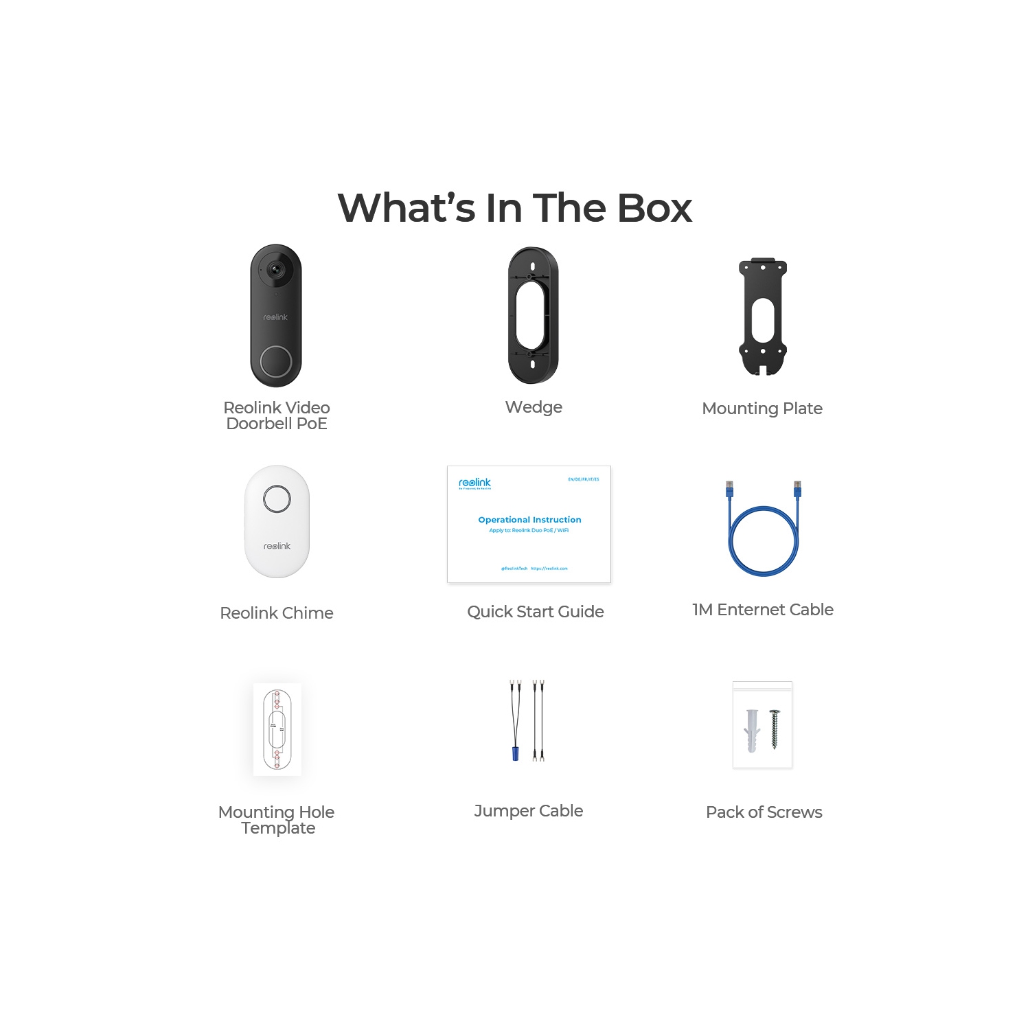 Reolink Smart Wired Doorbell with Chime, 2K HD Video, Power over Ethernet, Person Detection, Works with Reolink NVRs, Video Doorbell PoE