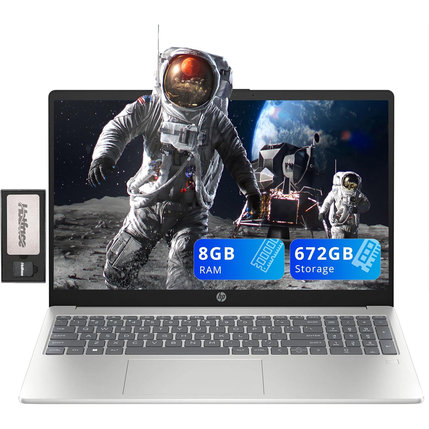 HP 15.6" FHD Anti-Glare Laptop, Intel i3-N305, 672GB Storage(512GB SSD+160GB Docking Station Set), 8GB RAM, Intel UHD Graphics, Fingerprint Reader,