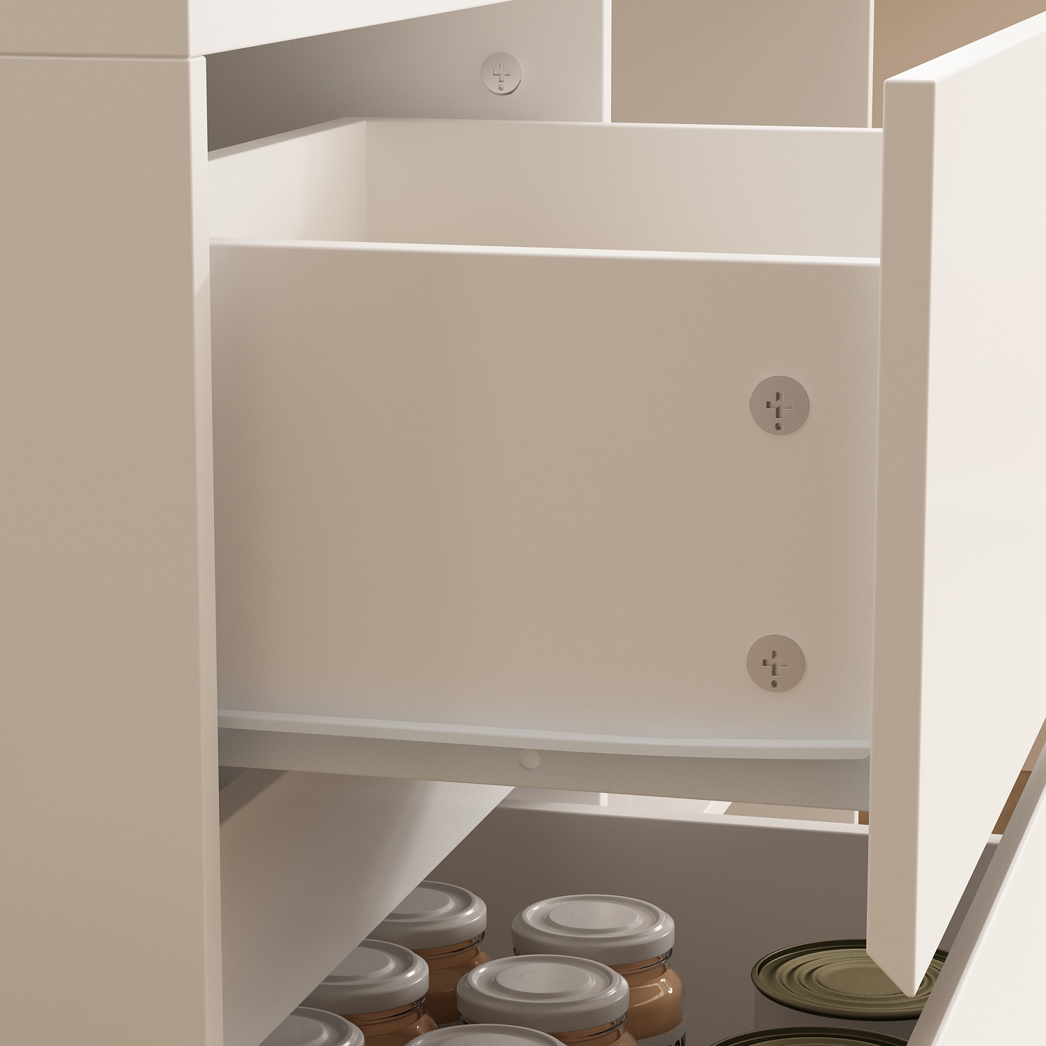 Îlot de cuisine blanc spacieux Homsee avec vaste espace de rangement, portes d'armoires, tiroir et tablettes ouvertes, blanc