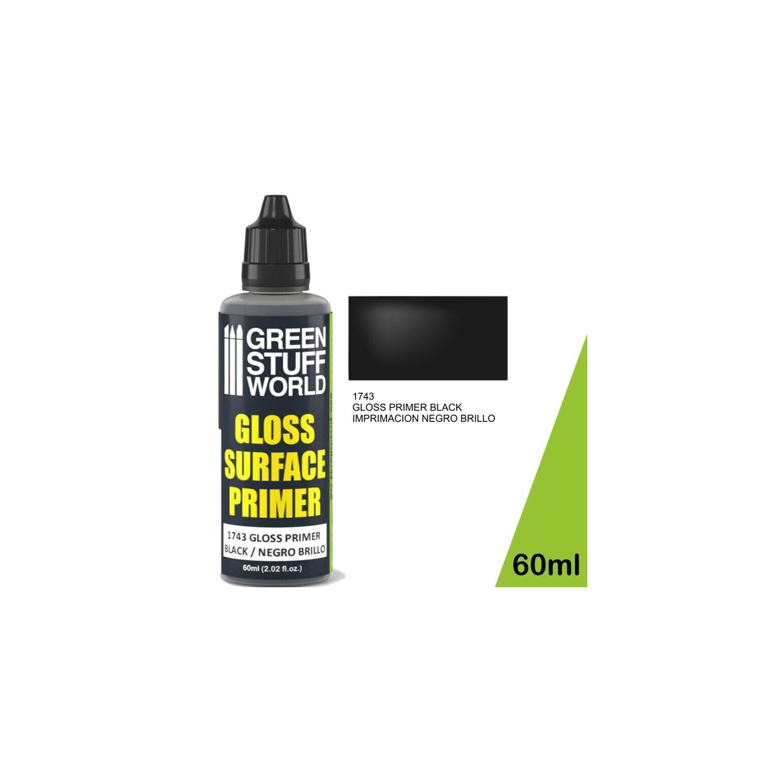 60&nbsp;ml d'apprêt de surface lustré auxiliaire de Green Stuff World - Noir