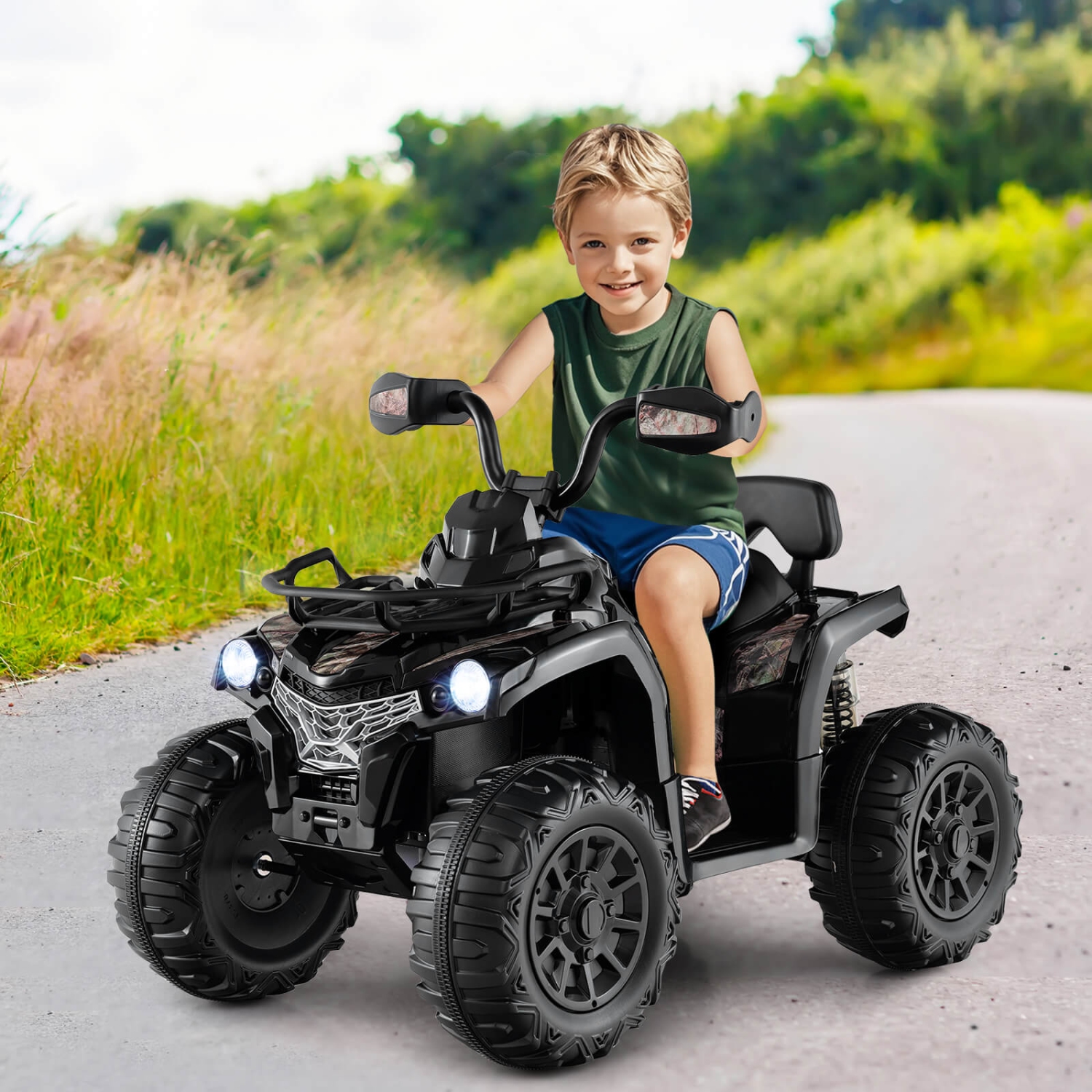 Costway 12V Kids Ride On ATV Electric 4-Wheeler Quad 2 Speeds w/ Mp3 & Headlights