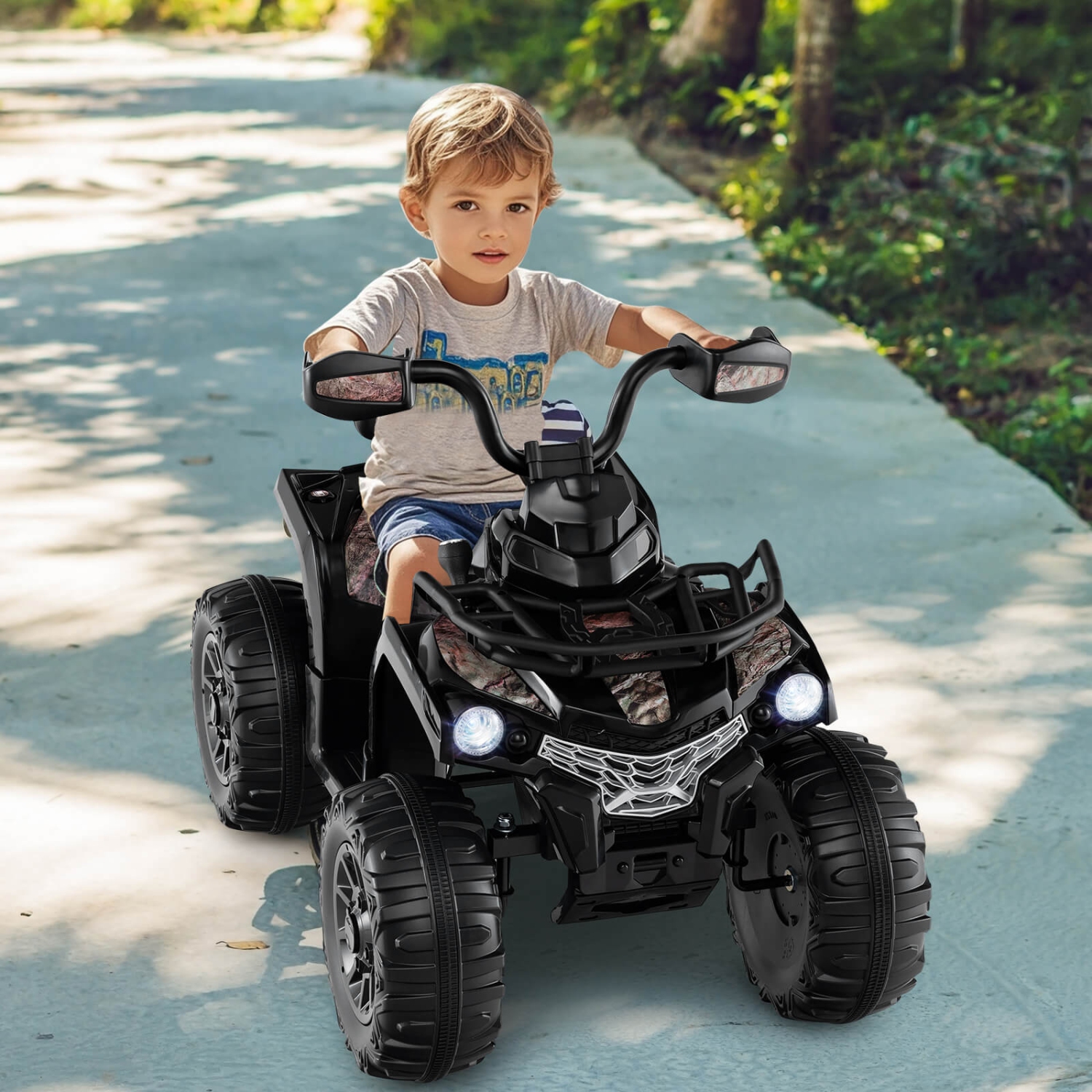 Costway 12V Kids Ride On ATV Electric 4-Wheeler Quad 2 Speeds w/ Mp3 & Headlights