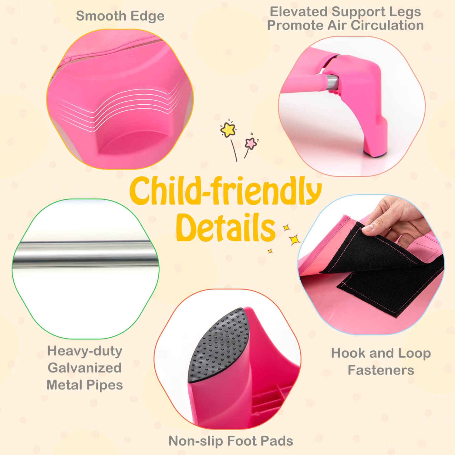 Ensemble de 6 lits empilables de Costway pour la garderie avec coins Easy Lift, cadre en métal robuste pour enfants