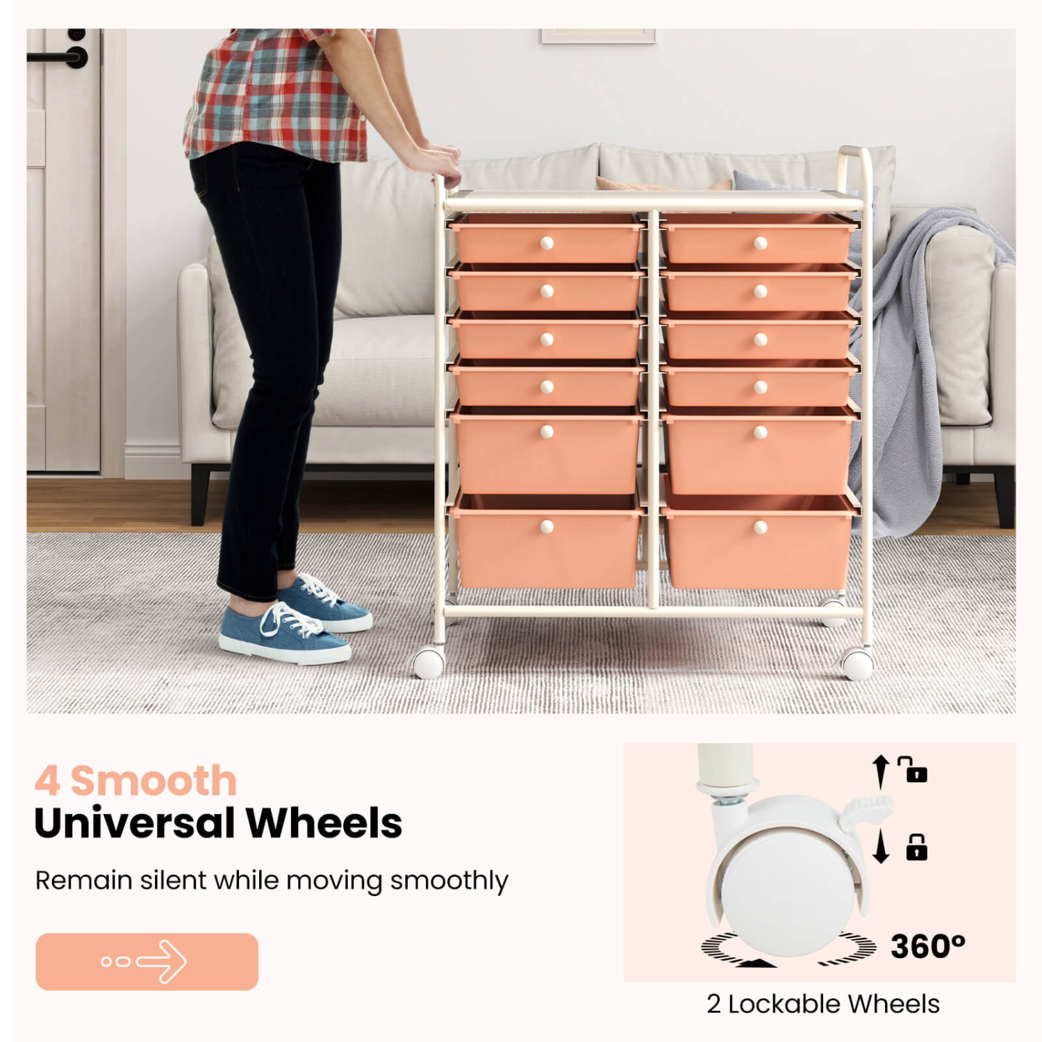 Chariot roulant à 12 tiroirs de Costway, bacs de rangement Mutlicolor Scrapbook Paper Studio