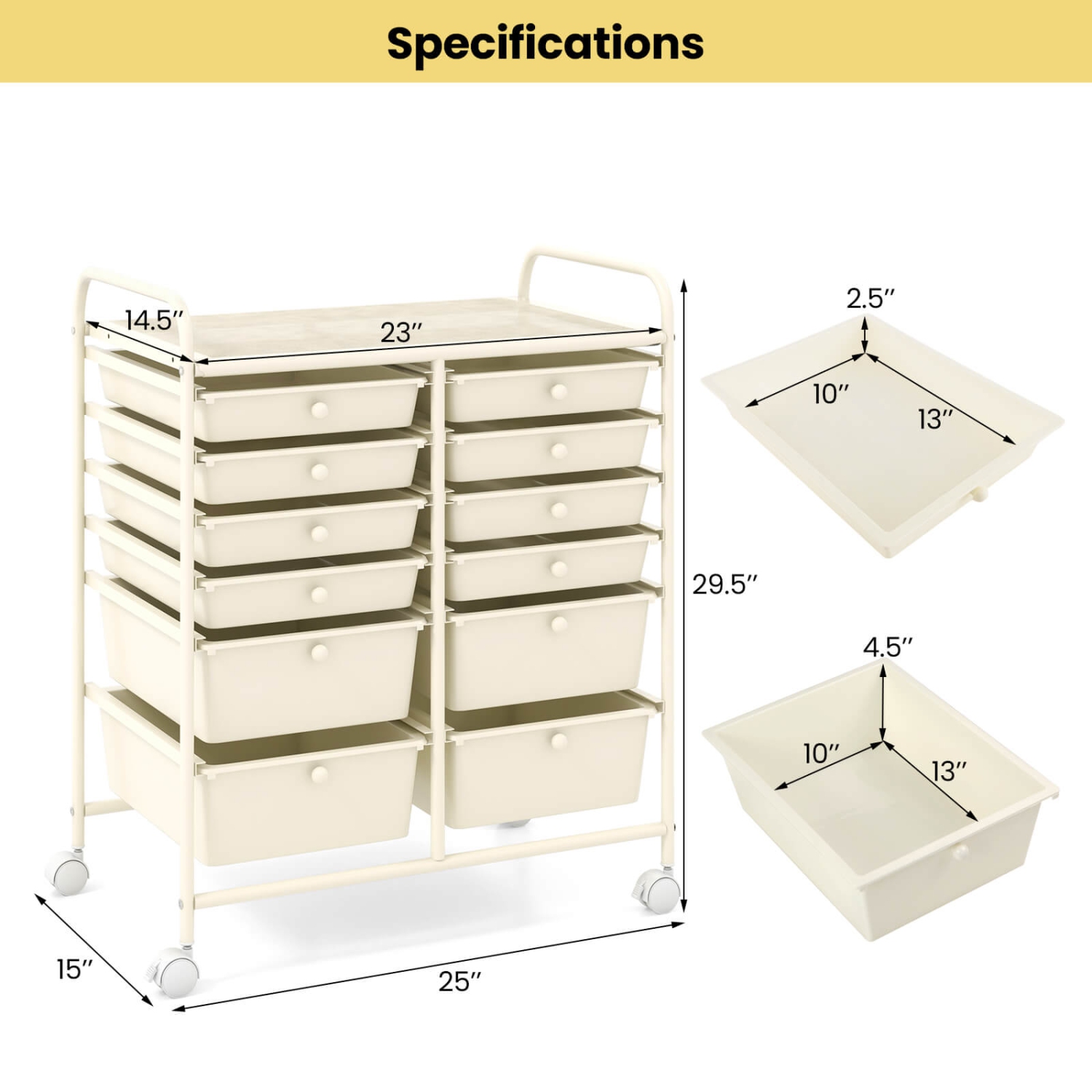 Chariot roulant à 12 tiroirs de Costway, bacs de rangement Mutlicolor Scrapbook Paper Studio
